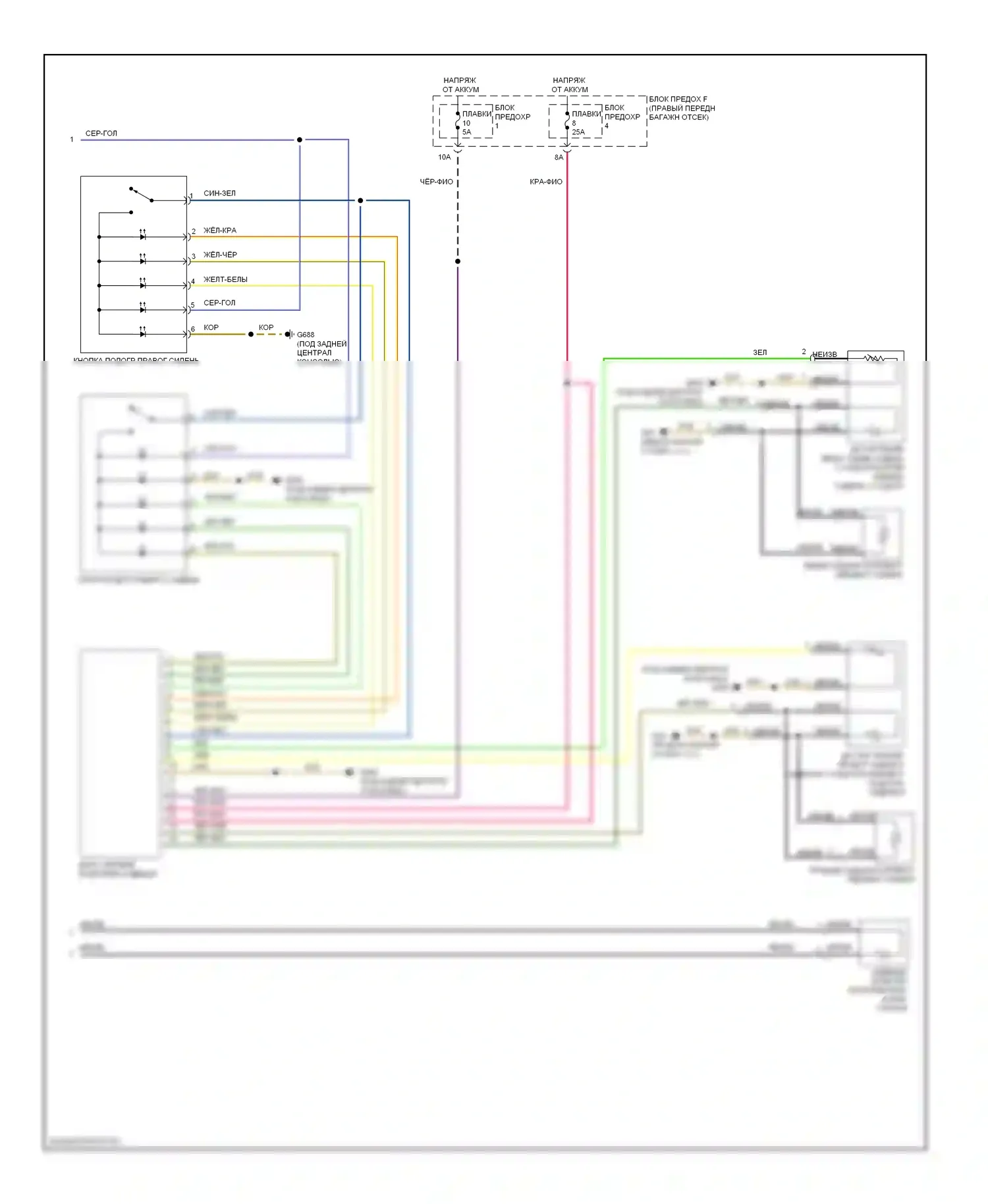 A8 Audi D4 (2010-2014): Электросхема обогреваемых сидений (3 из 3) 