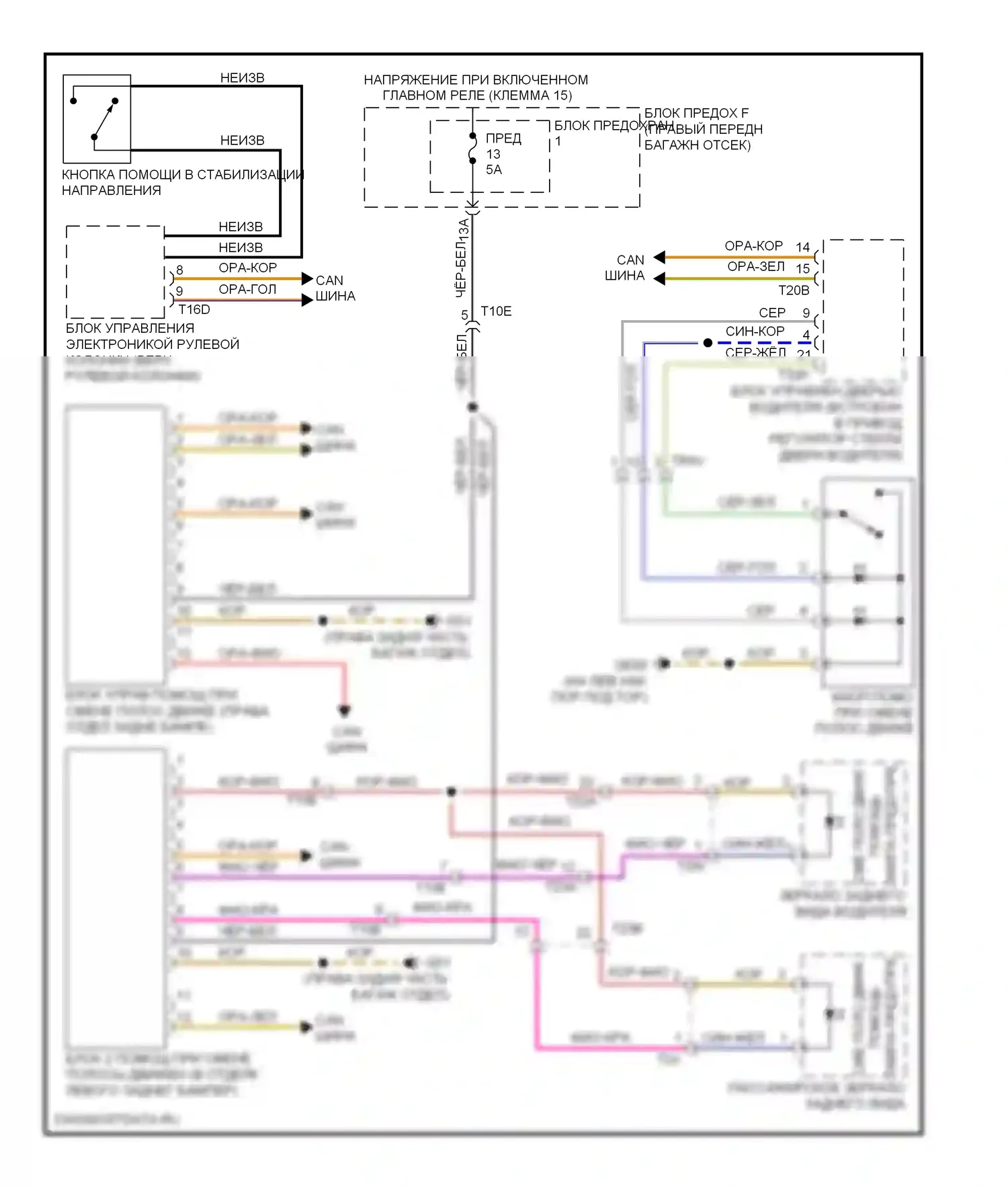 A8 Audi D4 (2010-2014): Электросхема помощи при смене полосы движения 