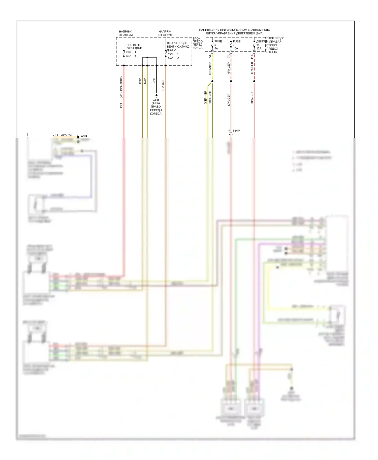 A8 Audi D4 (2010-2014): Электросхема вентилятора охлаждения 