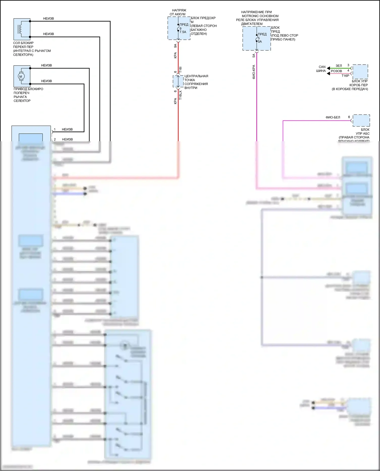 A8 Audi D5 рестайлинг (2021-2024): Электросхема блокировки селектора 