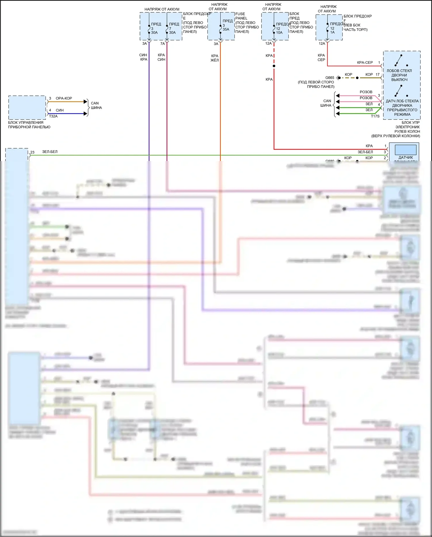 A8 Audi D5 рестайлинг (2021-2024): Дворники и омыватели электросхема 