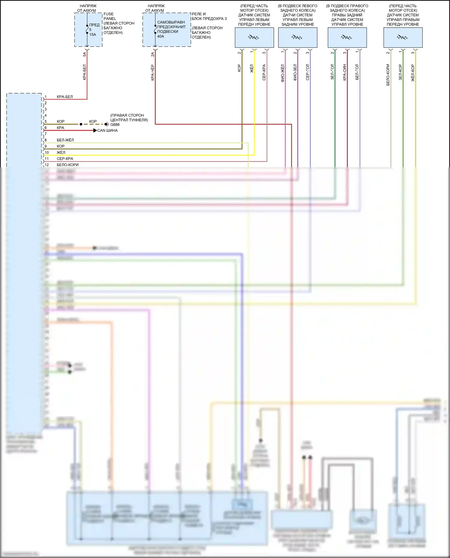 A8 Audi D5 рестайлинг (2021-2024): Электросхема контроля уровня (1 из 2) 
