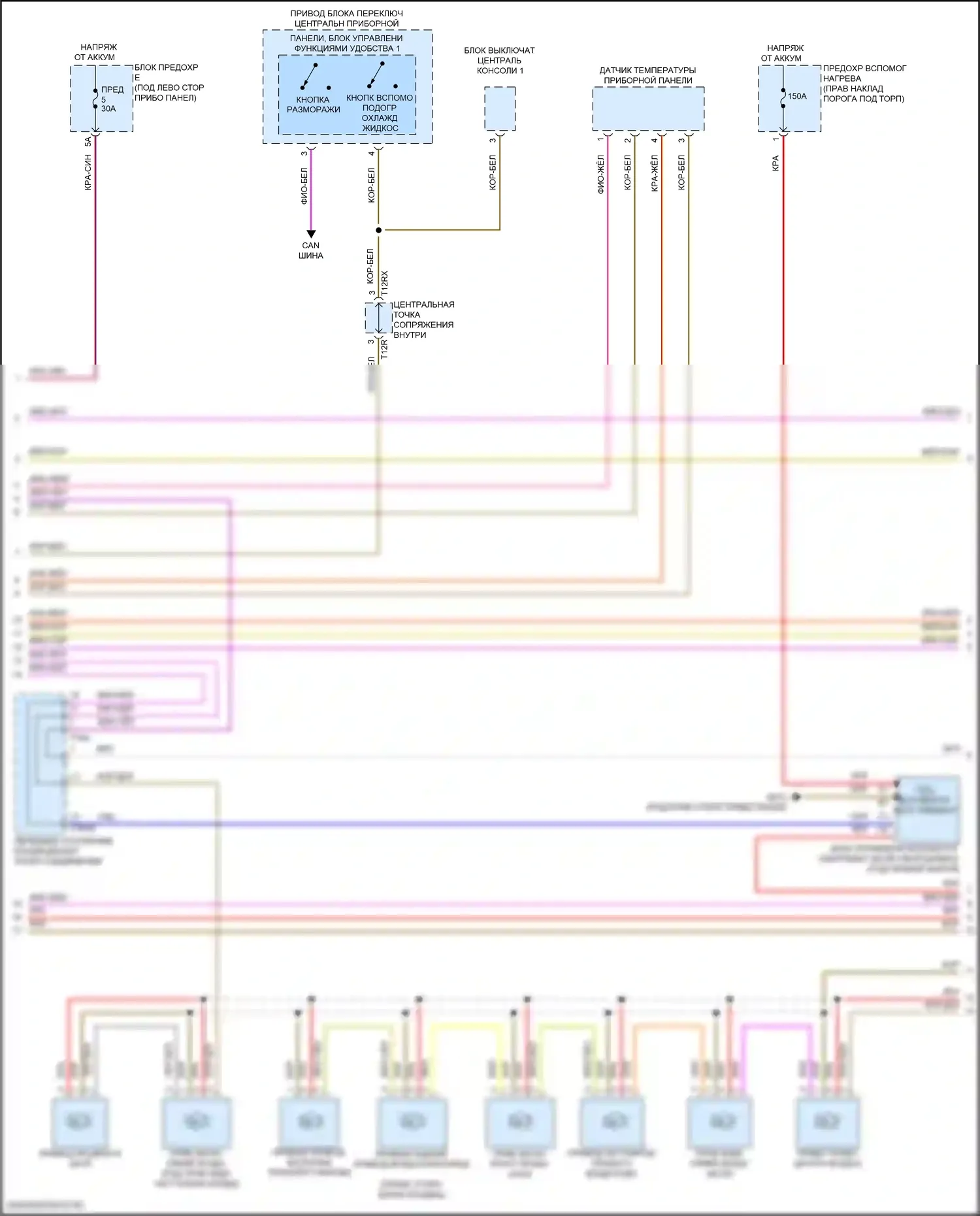 A8 Audi D5 рестайлинг (2021-2024): Электросхема климат контроля, с задними органами управления (4 из 6) 
