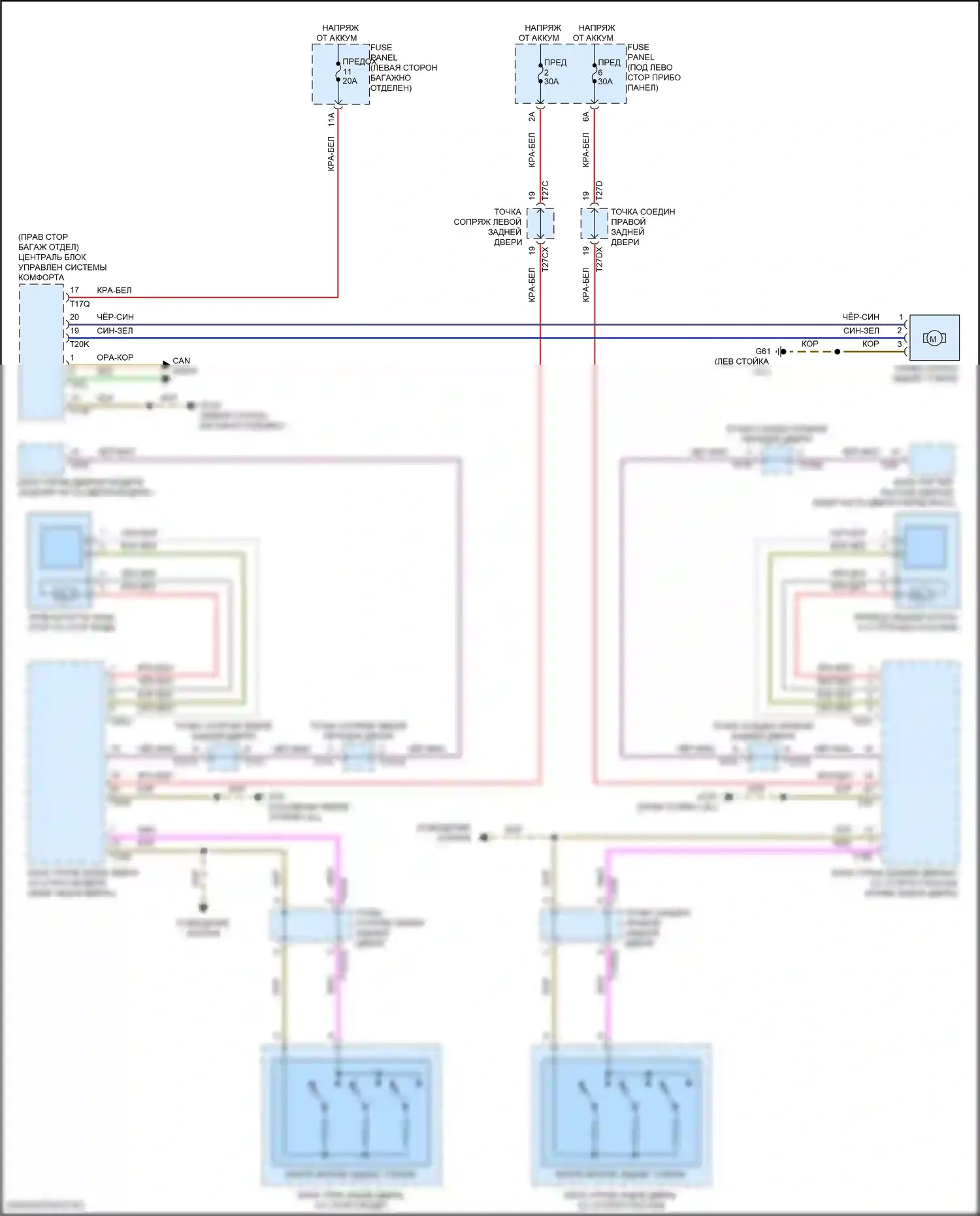 A8 Audi D5 рестайлинг (2021-2024): Электросхема солнцезащитного козырька заднего стекла 