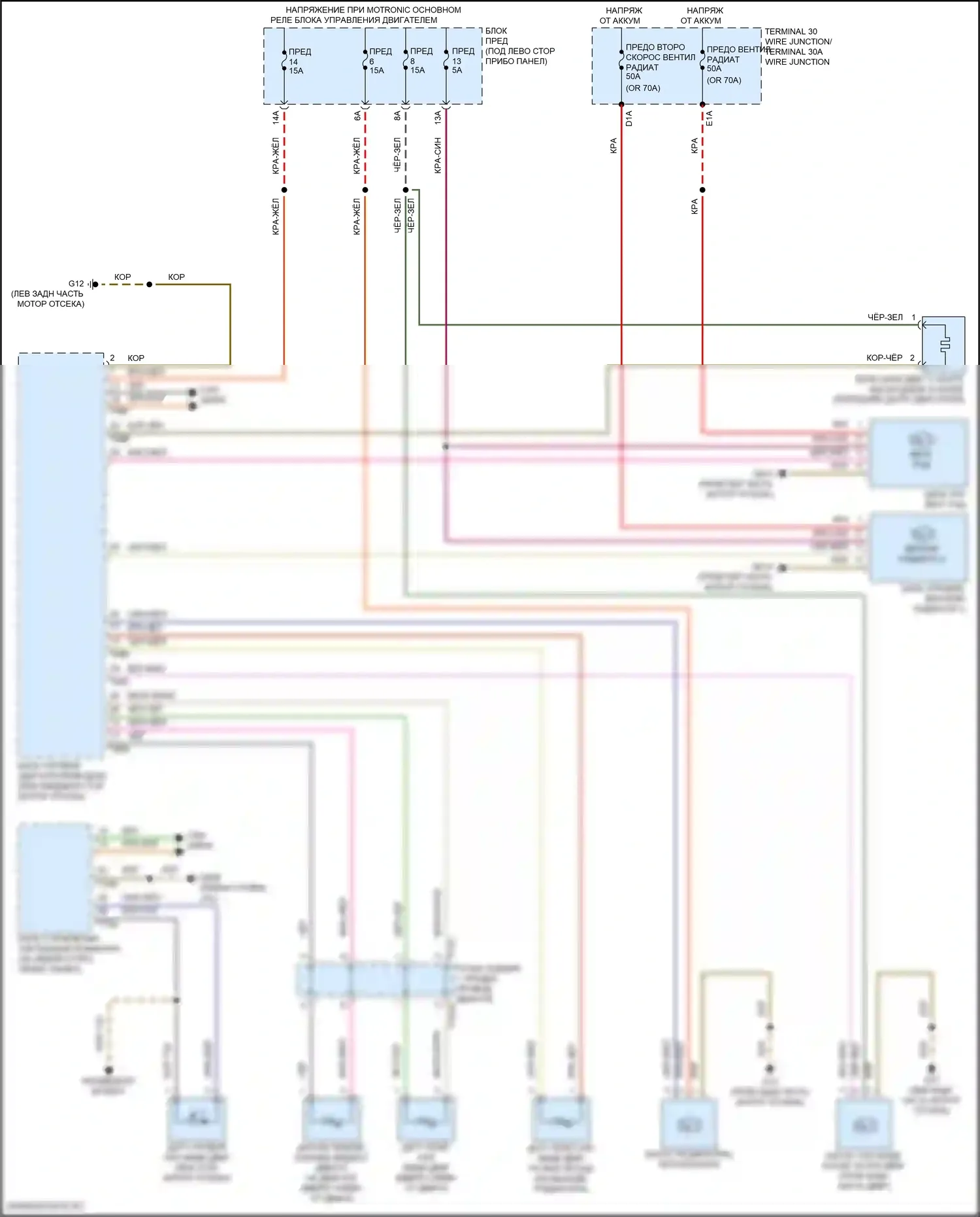 A8 Audi D5 рестайлинг (2021-2024): Электросхема вентилятора охлаждения 