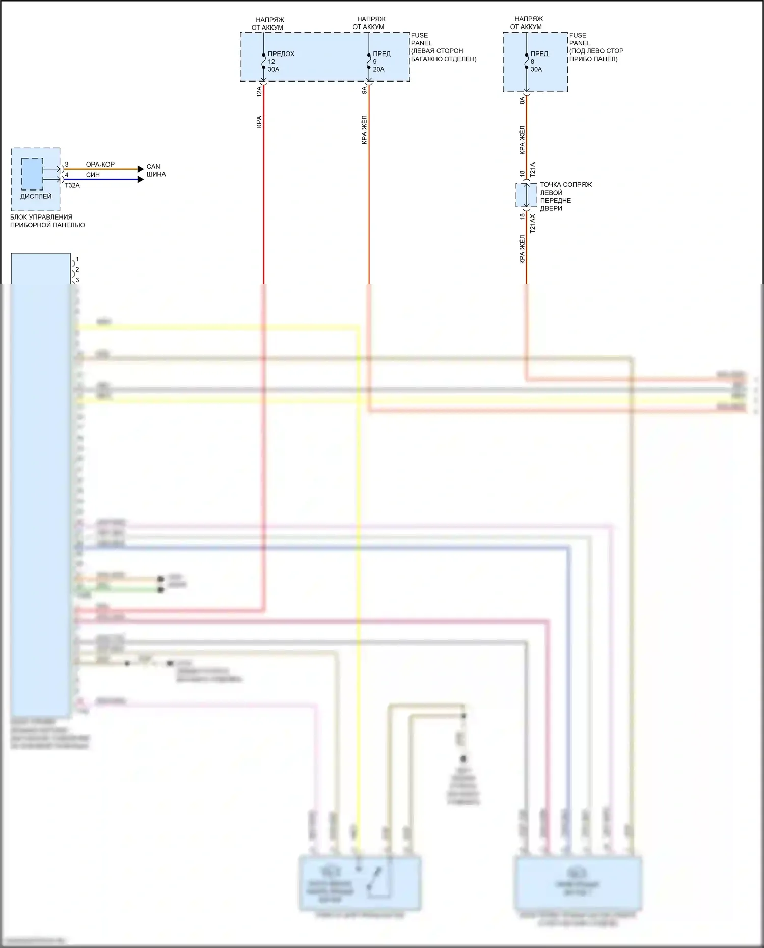 A8 Audi D5 (2017-2022): Электросхема открытия багажника и лючка топливного бака (1 из 2) 