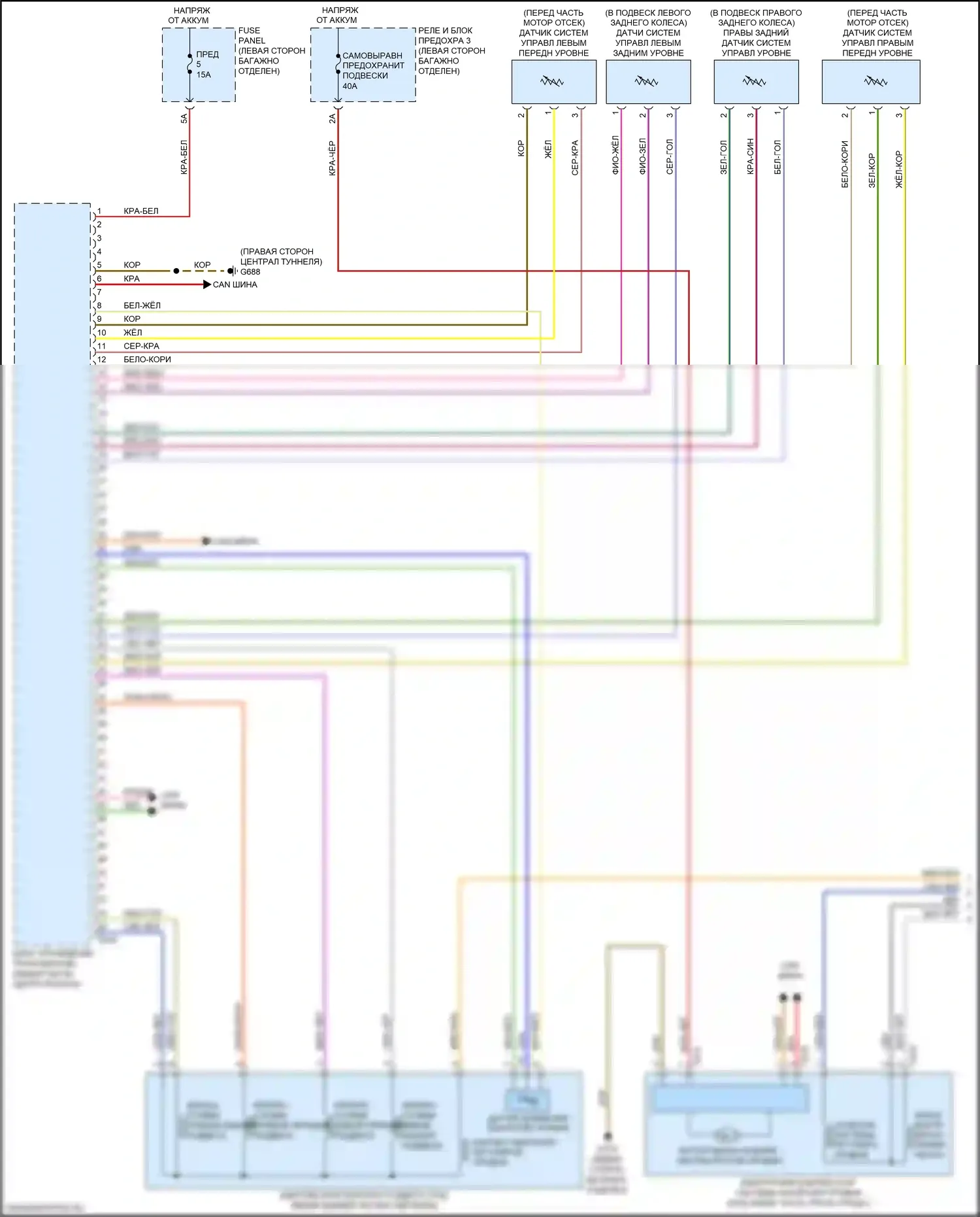A8 Audi D5 (2017-2022): Электросхема контроля уровня (1 из 2) 