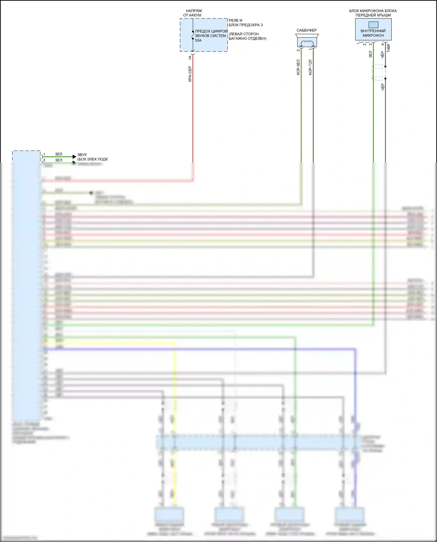 A8 Audi D5 (2017-2022): Электросхема магнитолы, с усилителем, без активных шумов, со звуком bang и olufsen (1 из 7) 
