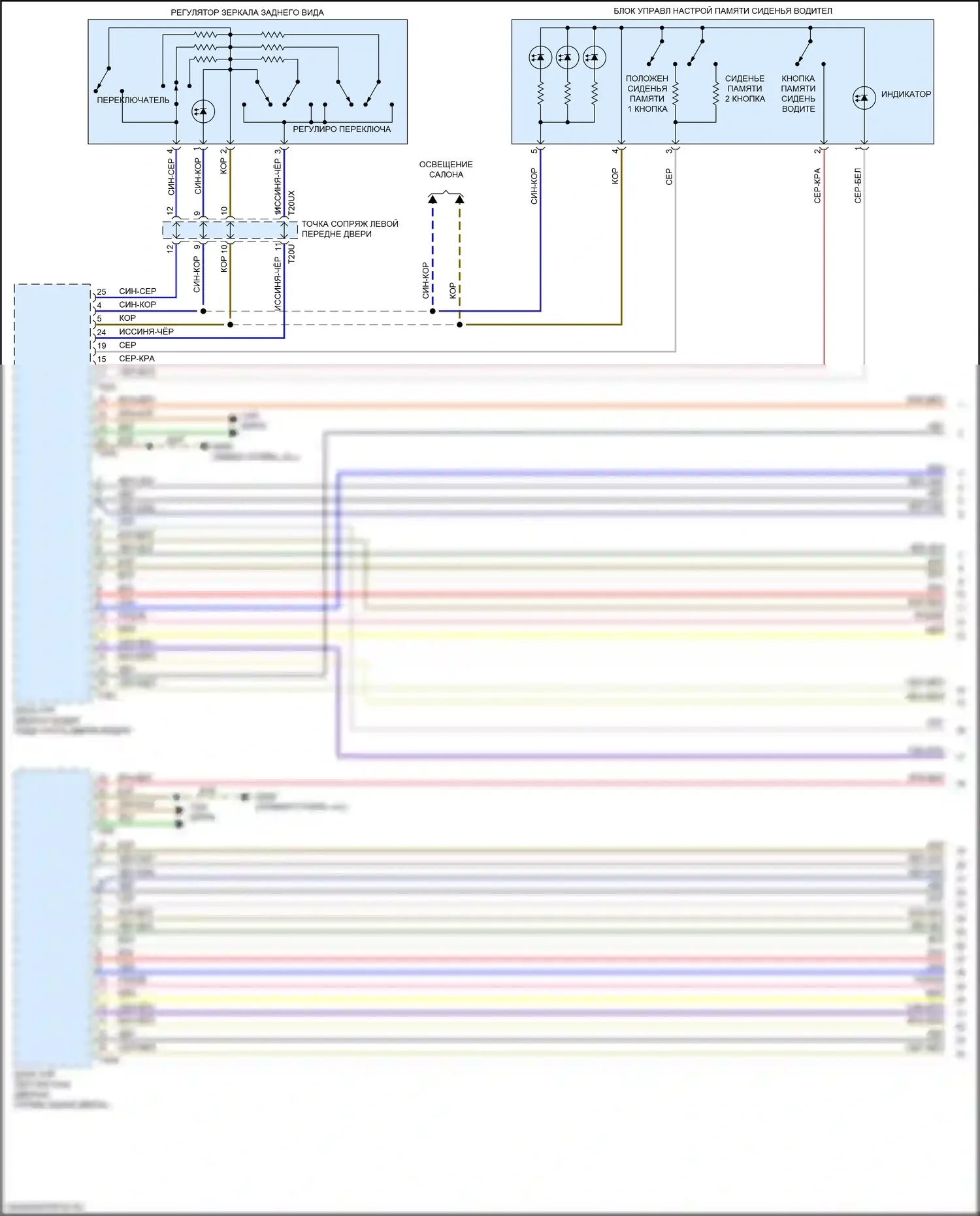 A8 Audi D5 (2017-2022): Электросхема памяти зеркал (1 из 2) 
