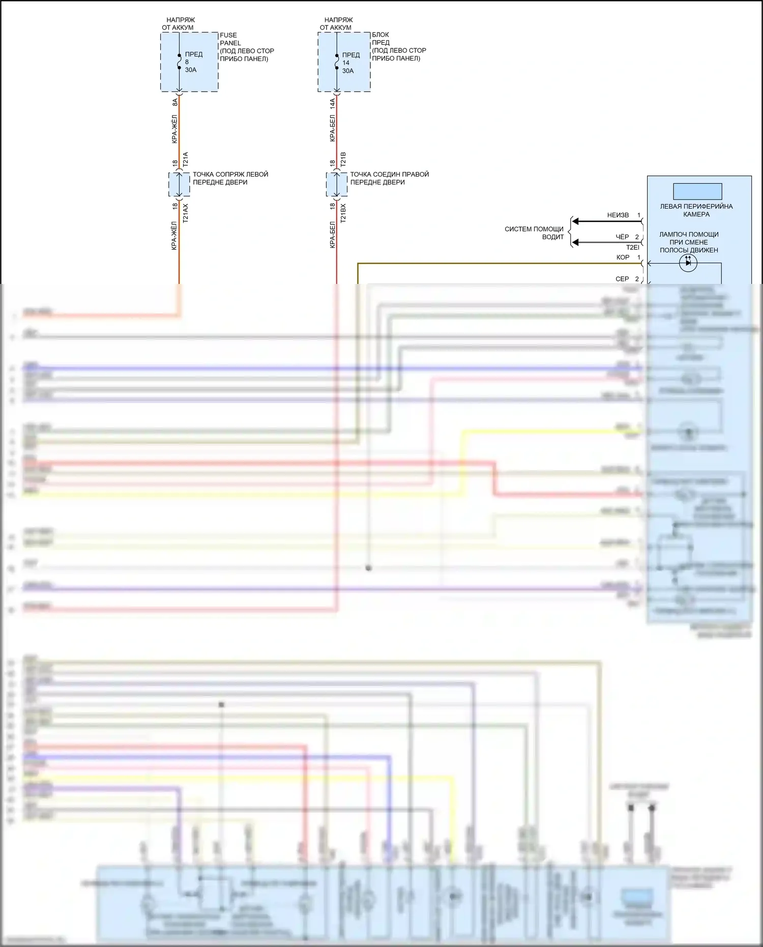 A8 Audi D5 (2017-2022): Электросхема памяти зеркал (2 из 2) 