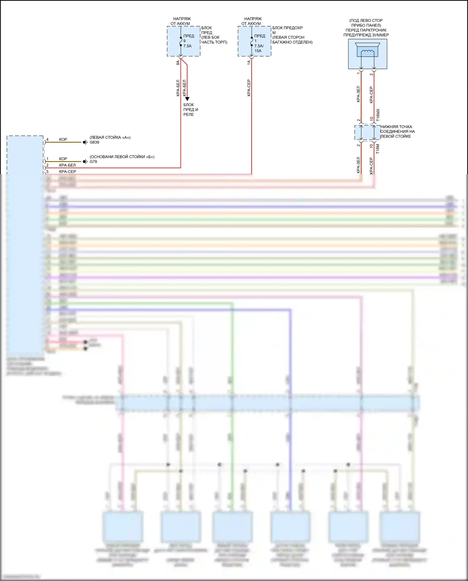 A8 Audi D5 (2017-2022): Электросхема парктроника, с параллельной парковкой и поддержкой водителя (1 из 2) 