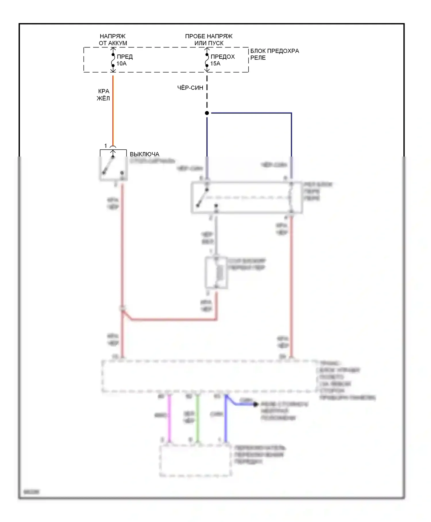 Cabriolet Audi I (1991-2000): Электросхема блокировки селектора 
