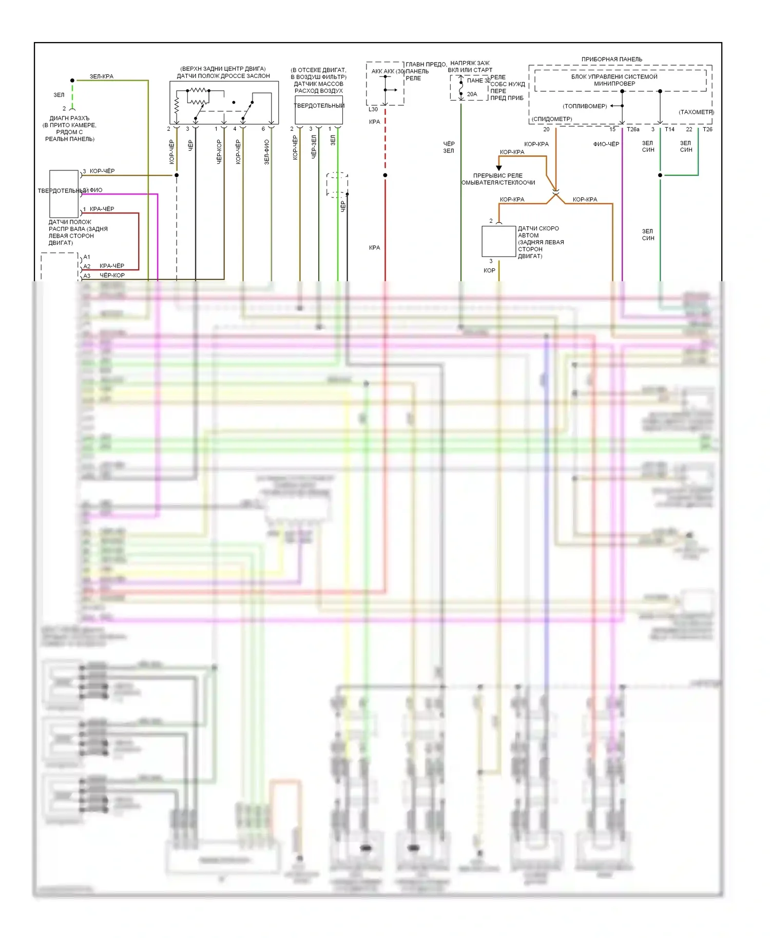 Cabriolet Audi I (1991-2000): Электросхема двигателя 2.8l (1 из 2) 