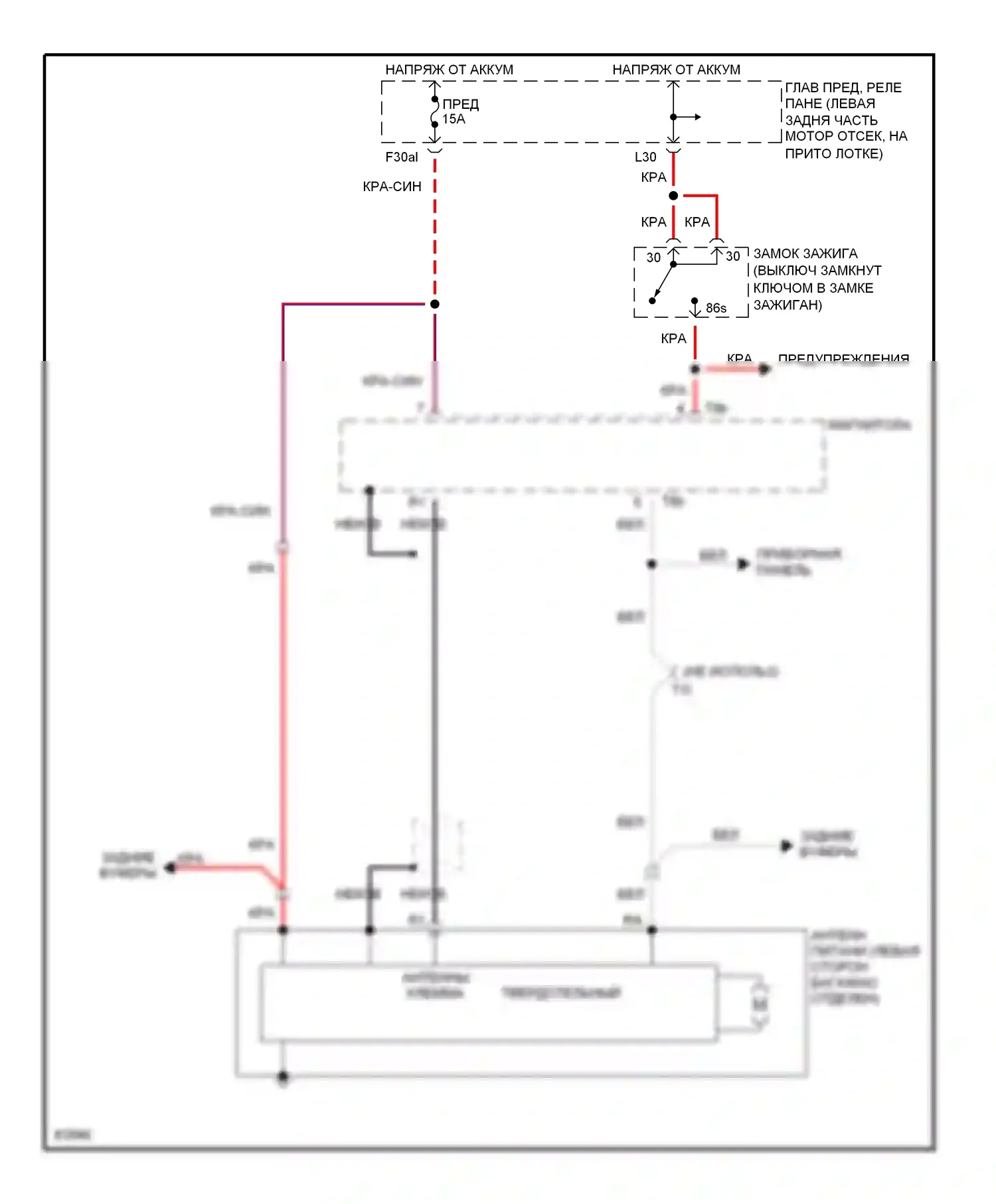 Cabriolet Audi I (1991-2000): Электросхема силовой антенны 