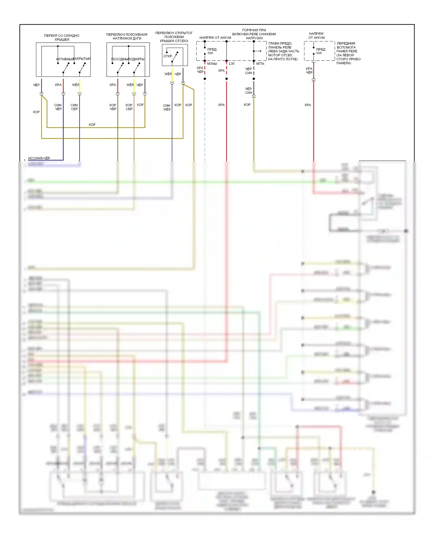 Cabriolet Audi I (1991-2000): Электросхема складной крыши/люка (2 из 2) 