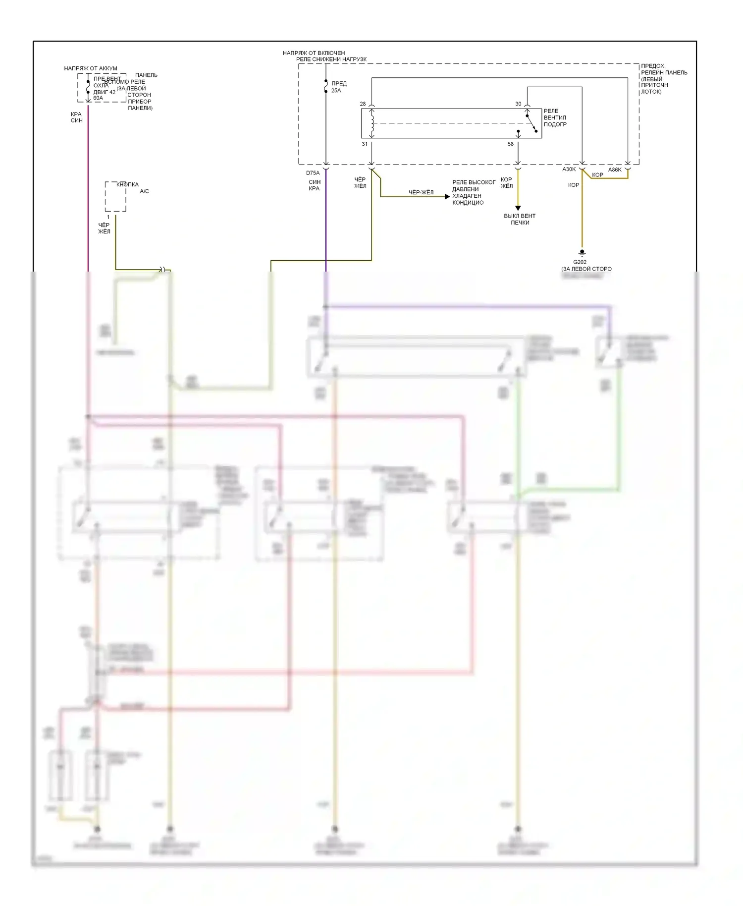 Cabriolet Audi I (1991-2000): Электросхема вентилятора охлаждения 
