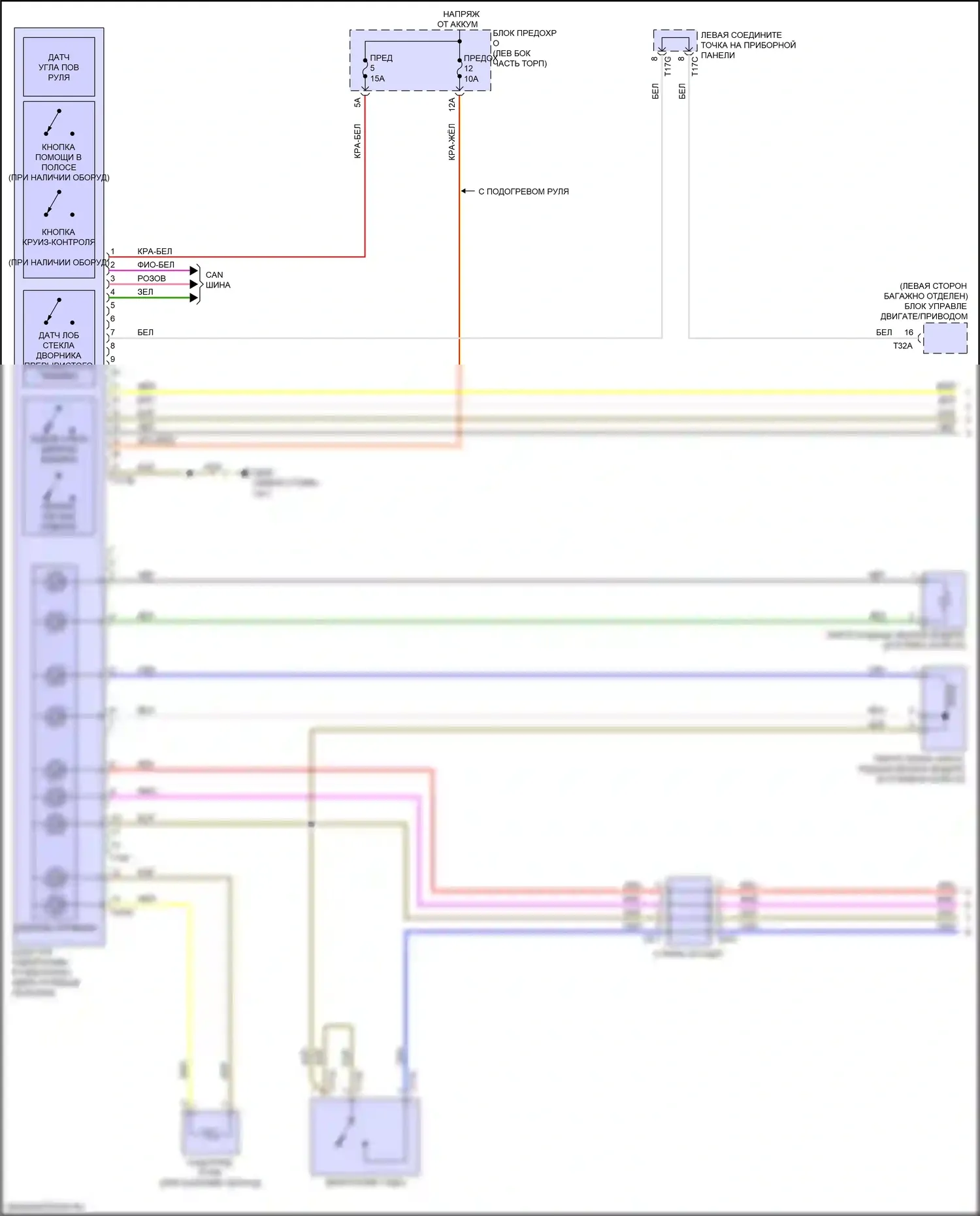 e-tron GT Audi I (2020-2024): Электросхема блока управления электронными системами рулевой колонки (1 из 2) 