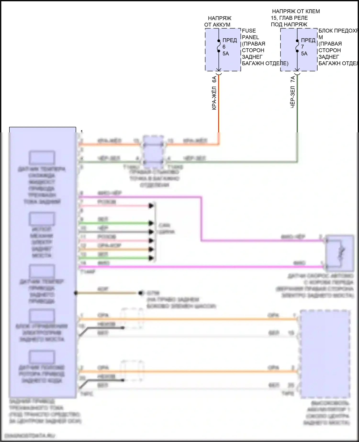e-tron GT Audi I (2020-2024): Электросхема заднего моста 