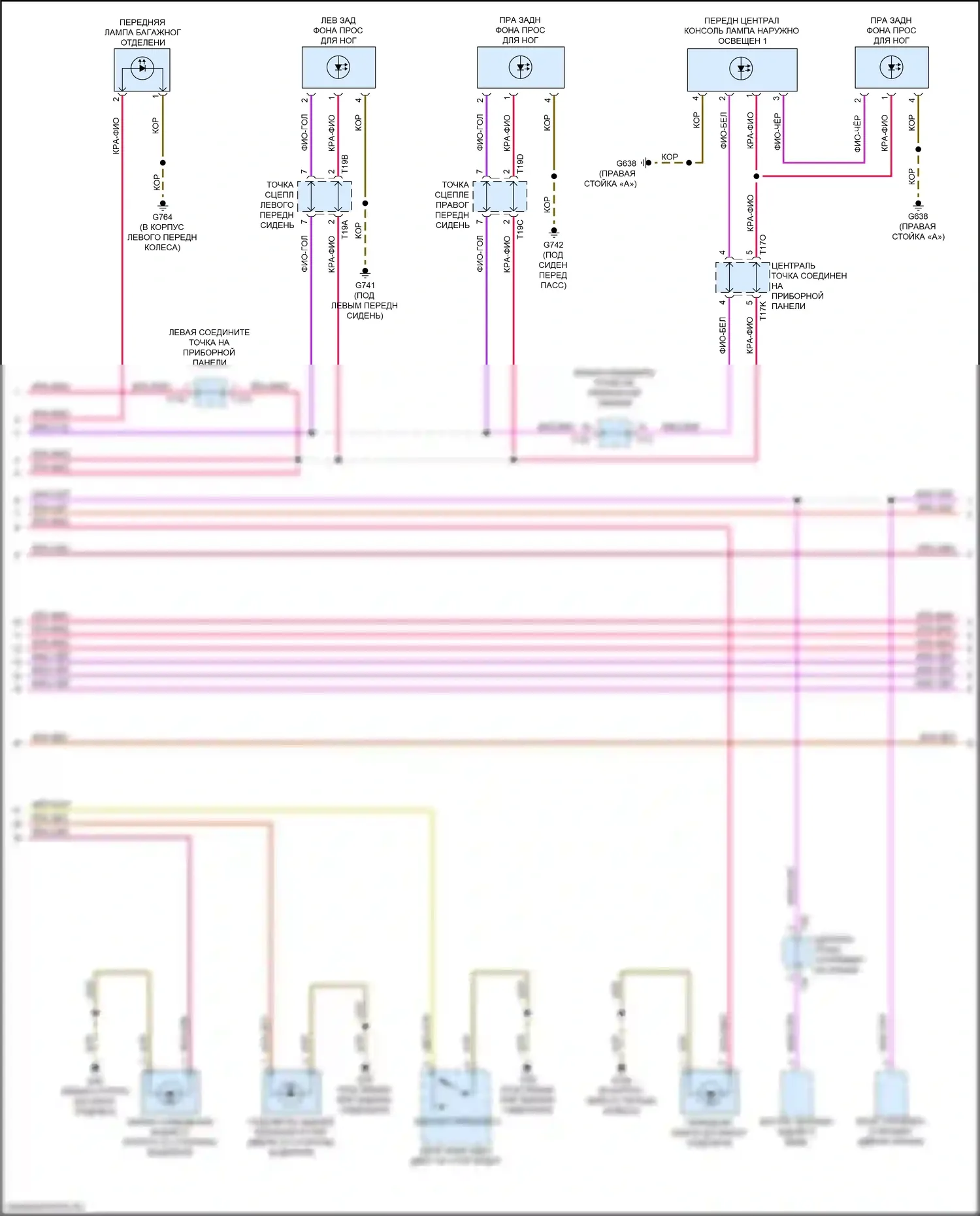 e-tron GT Audi I (2020-2024): Электросхема освещения салона, с дополнительными светильниками (2 из 6) 