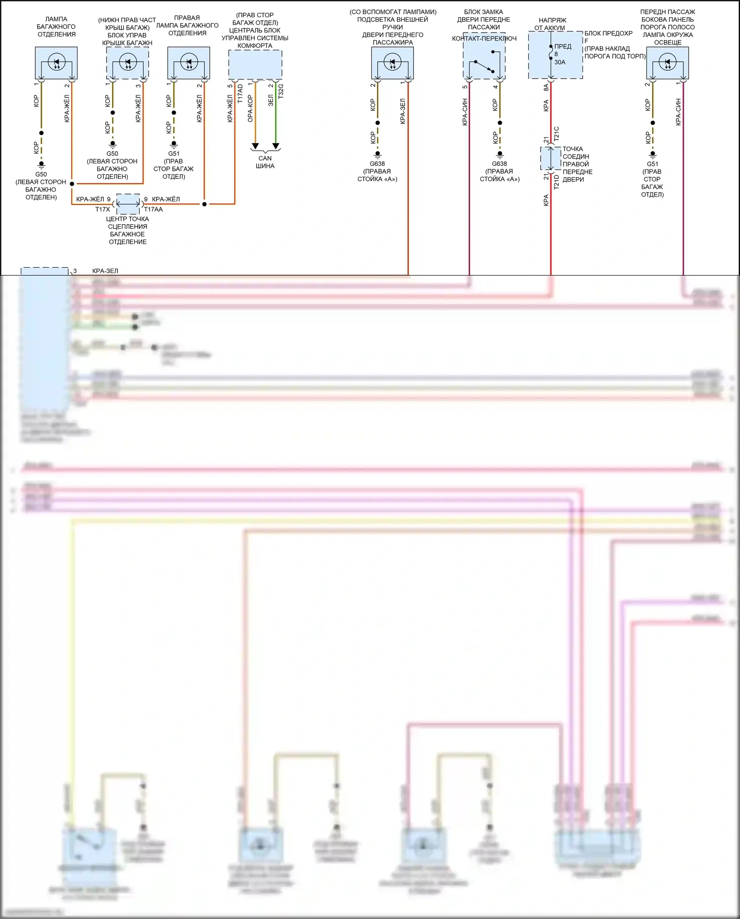 e-tron GT Audi I (2020-2024): Электросхема освещения салона, с дополнительными светильниками (5 из 6) 