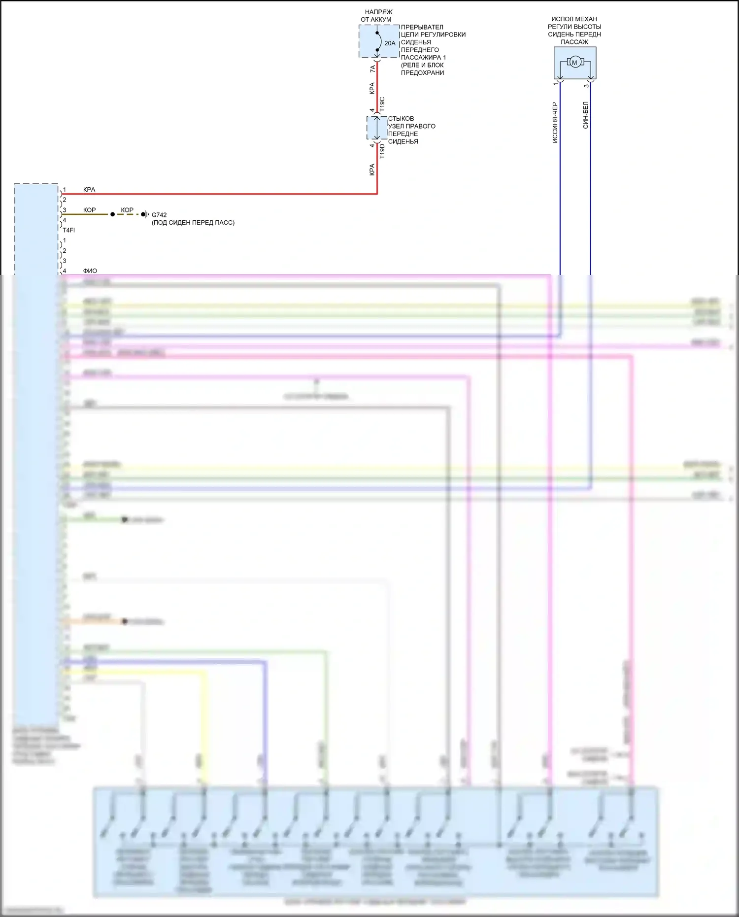 e-tron GT Audi I (2020-2024): Электросхема сиденья памяти пассажира (1 из 2) 
