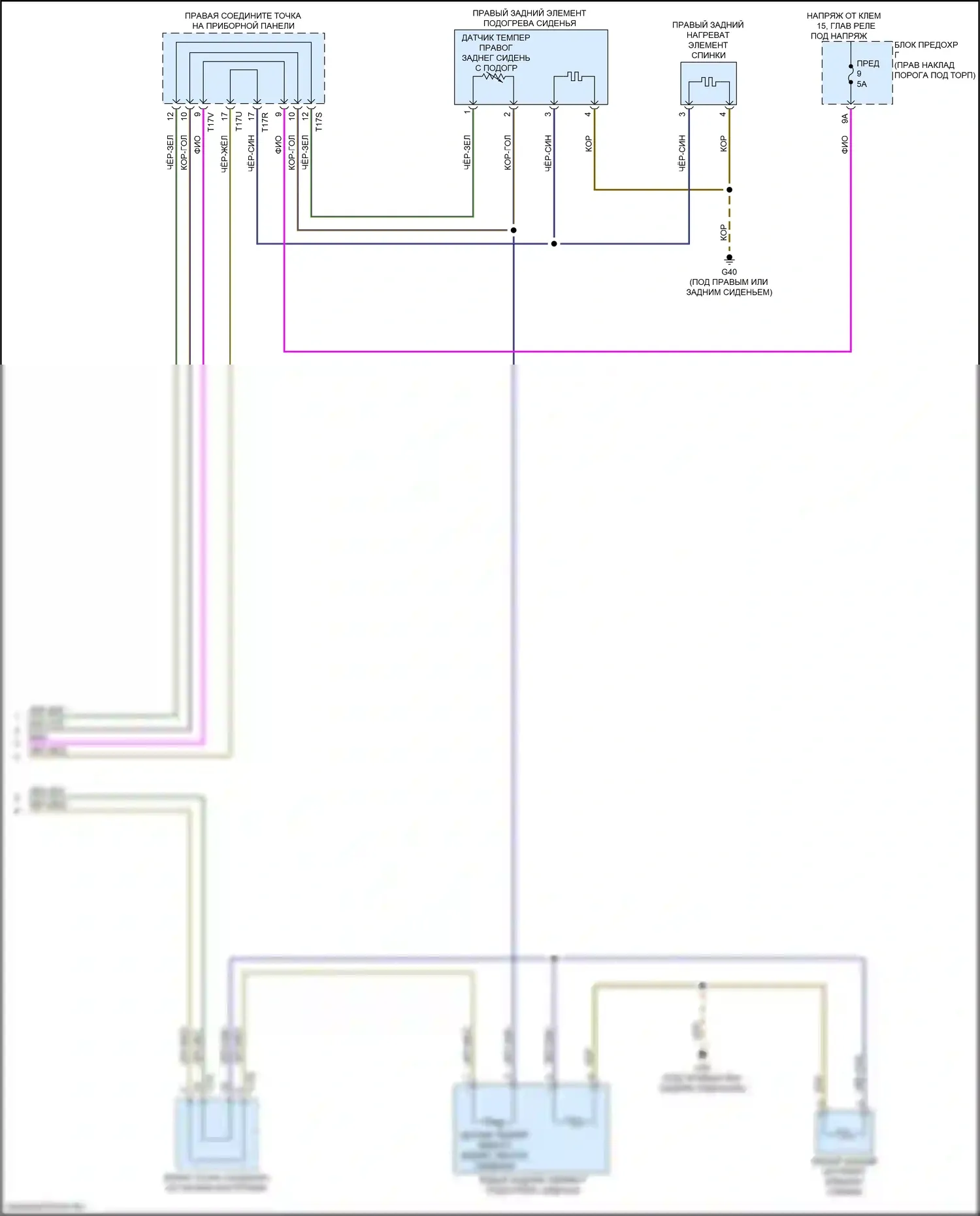 e-tron GT Audi I (2020-2024): Электросхема задних обогреваемых сидений (2 из 2) 