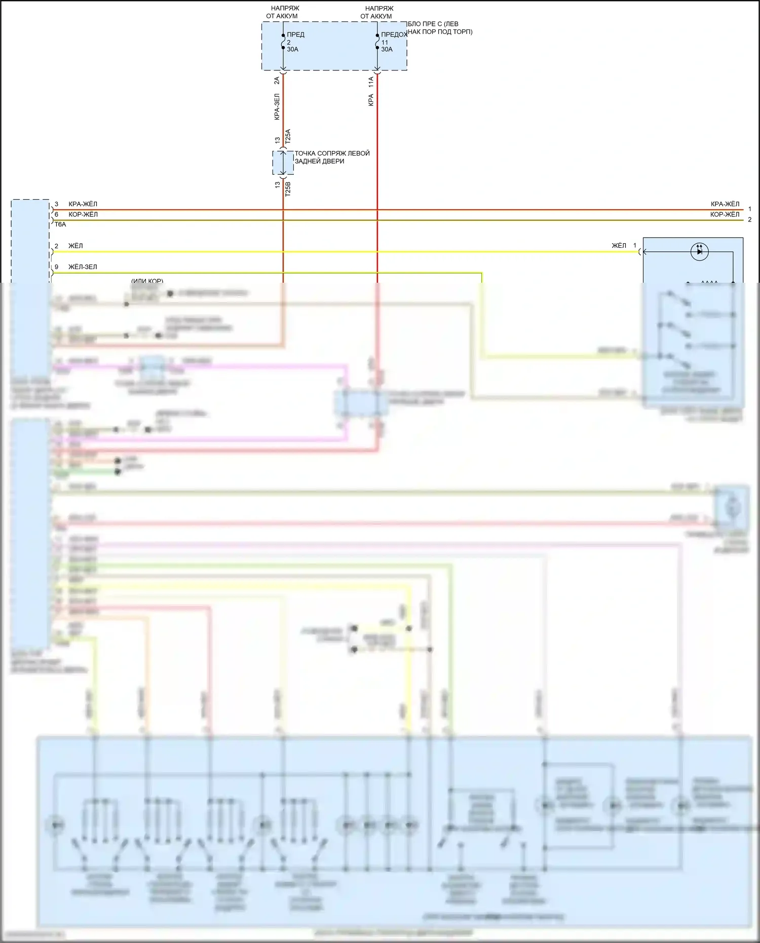 e-tron GT Audi I (2020-2024): Электросхема стеклоподъемников (1 из 2) 