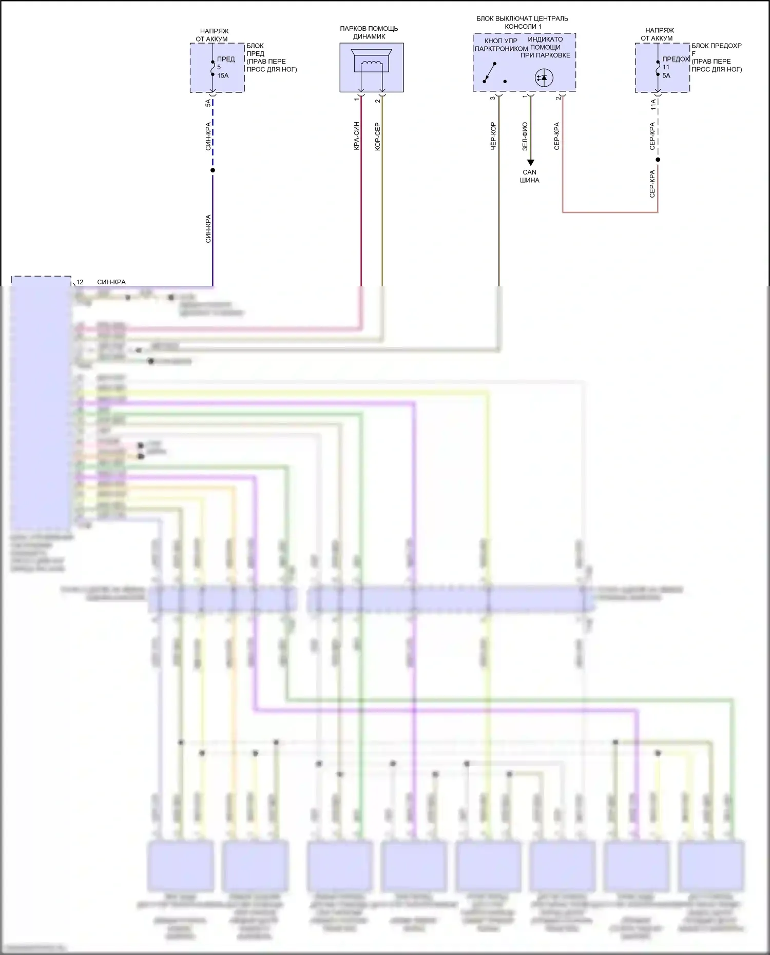 e-tron S Sportback Audi I (2020-2024): Электросхема парктроника, без параллельной парковки 