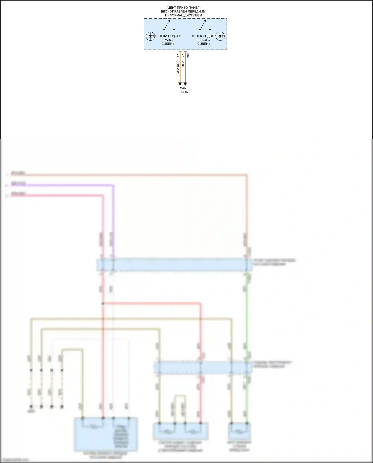 e-tron S Audi I (2020-2024): Электросхема передних обогреваемых сидений, без повышенной безопасности, со стандартными сиденьями (2 из 2) 