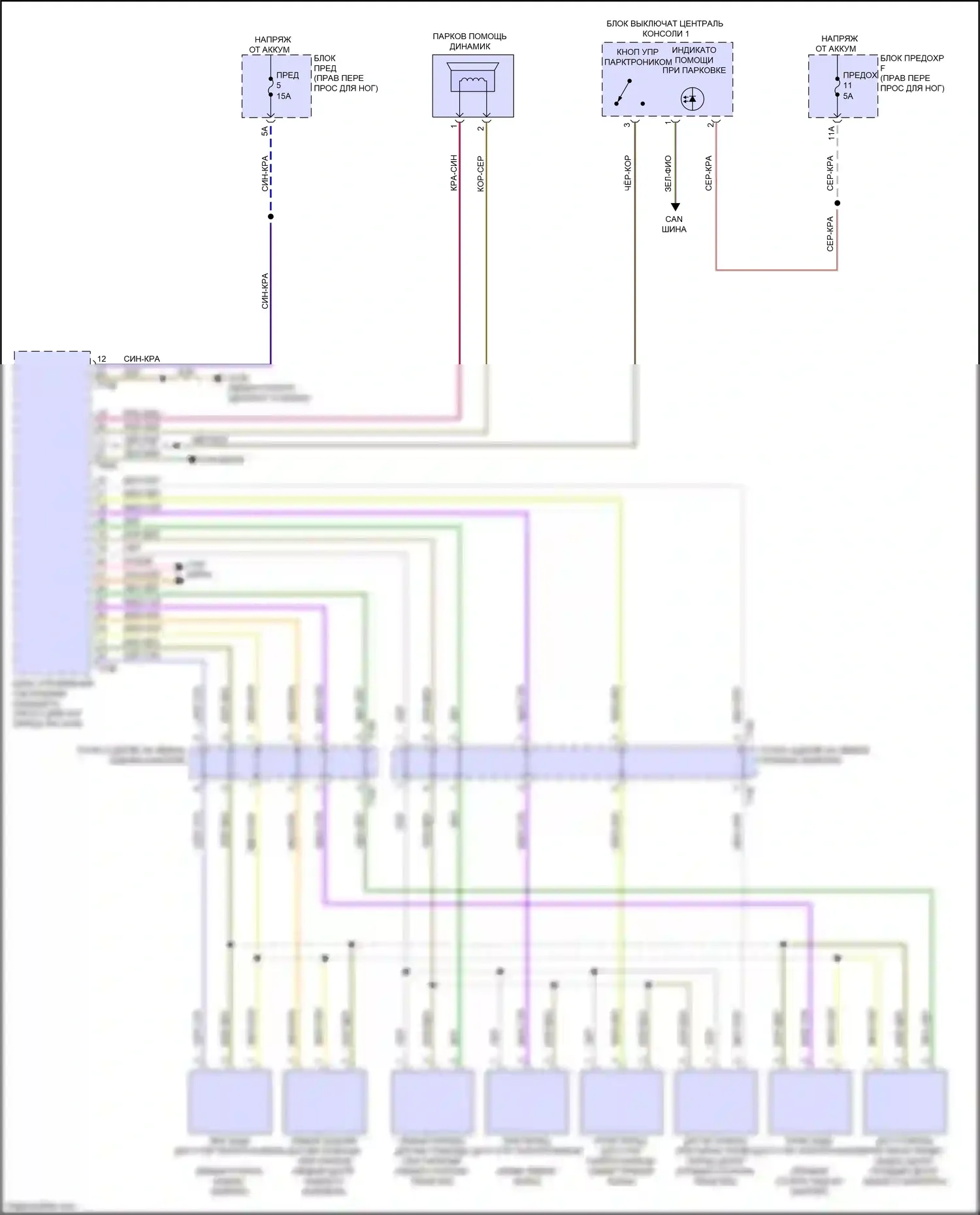 e-tron S Audi I (2020-2024): Электросхема парктроника, без параллельной парковки 