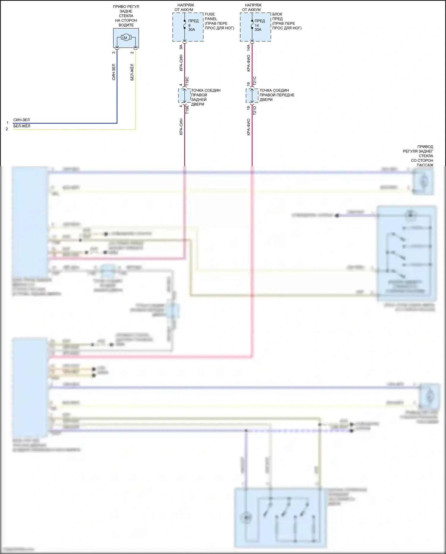 e-tron S Audi I (2020-2024): Электросхема стеклоподъемников (2 из 2) 