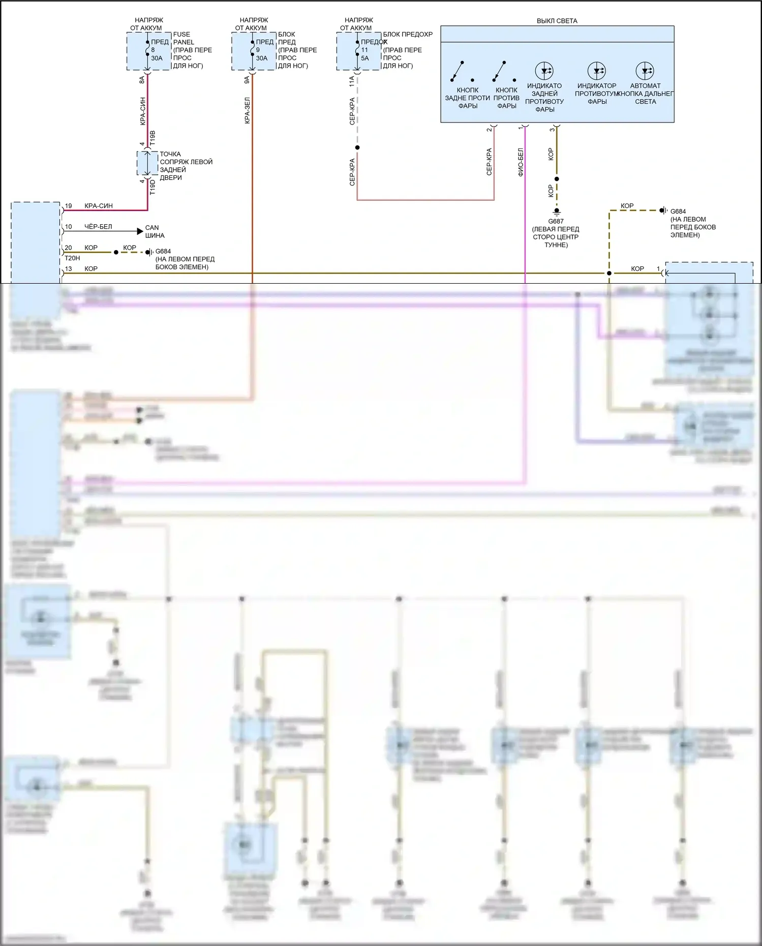 e-tron Sportback Audi I (2019-2024): Электросхема подсветки приборной панели (1 из 3) 