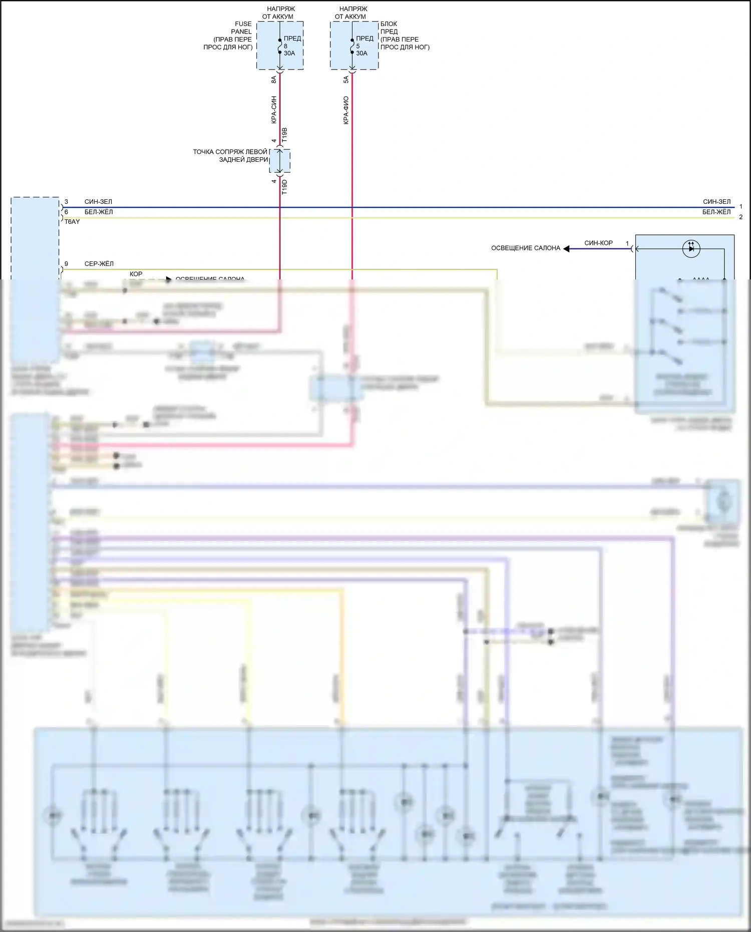 e-tron Sportback Audi I (2019-2024): Электросхема стеклоподъемников (1 из 2) 