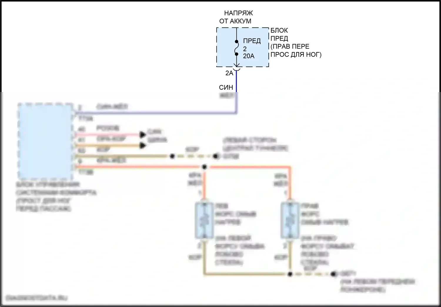 e-tron Audi I (2018-2024): Электросхема подогрева форсунки 