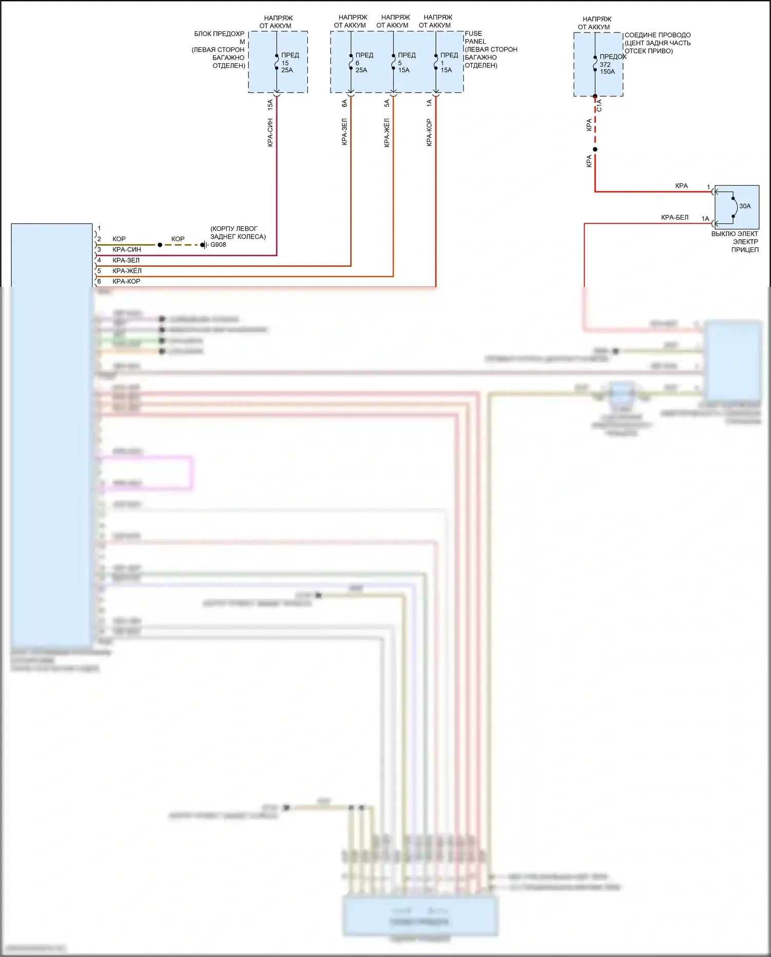 e-tron Audi I (2018-2024): Электросхема буксировки прицепа 