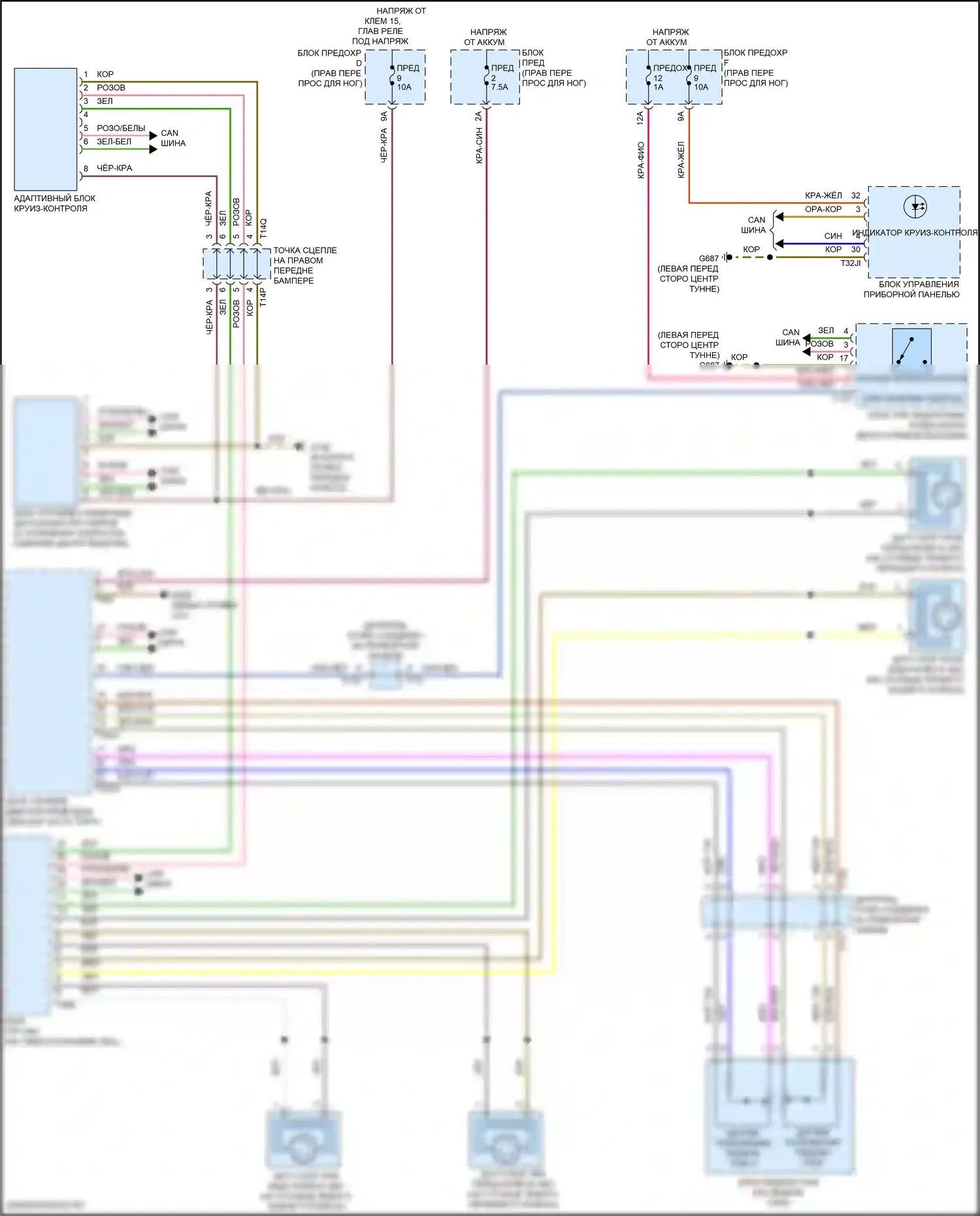 e-tron Audi I (2018-2024): Электросхема круиз-контроля 