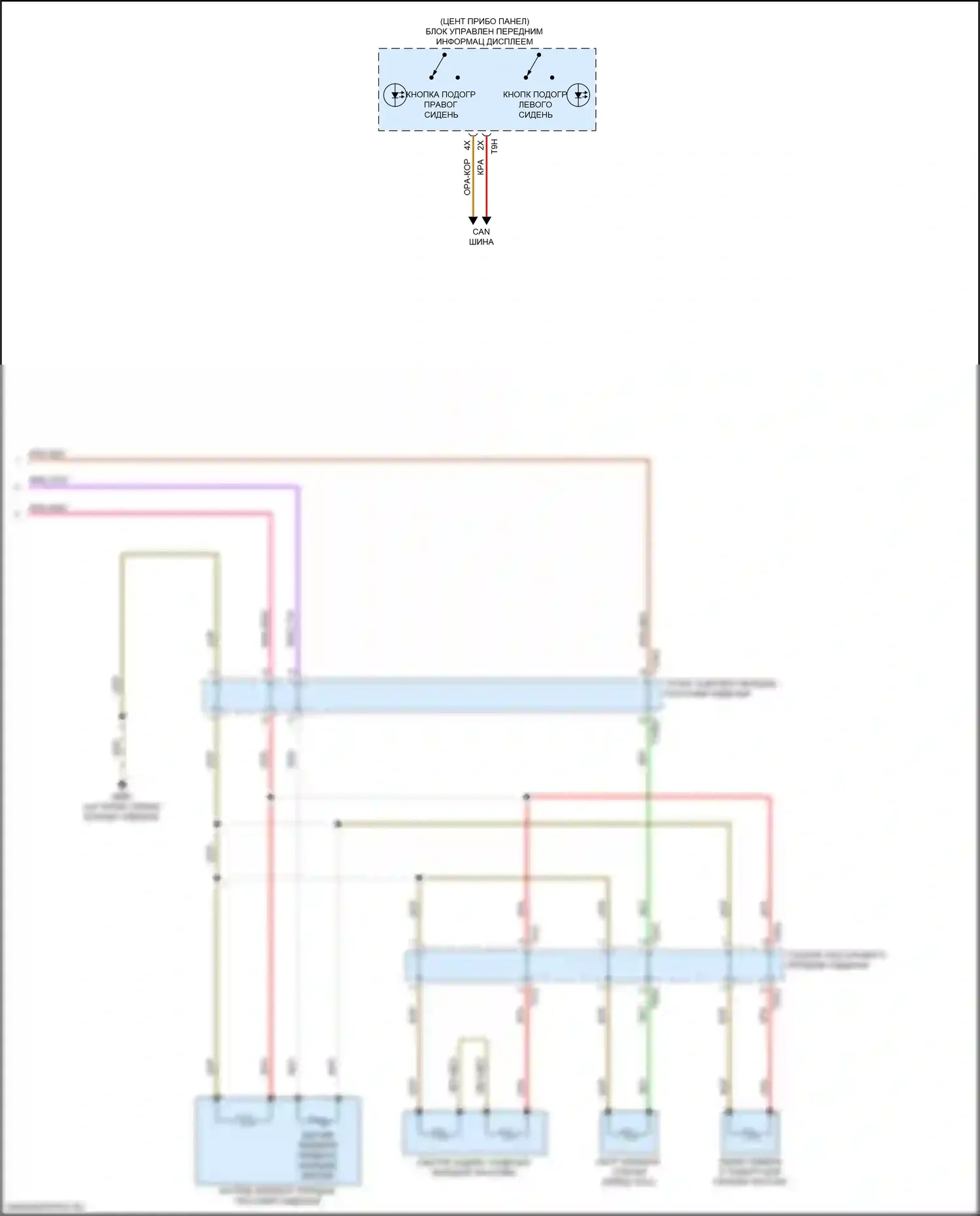 e-tron Audi I (2018-2024): Электросхема передних сидений с подогревом, без повышенной безопасности, с комфортными и спортивными сиденьями (2 из 2) 