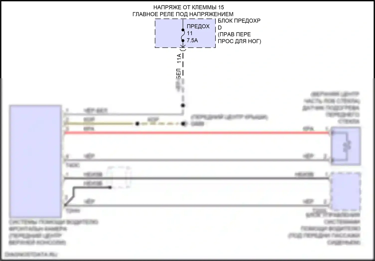 e-tron Audi I (2018-2024): Электросхема сигнализации о выезде с полосы движения 