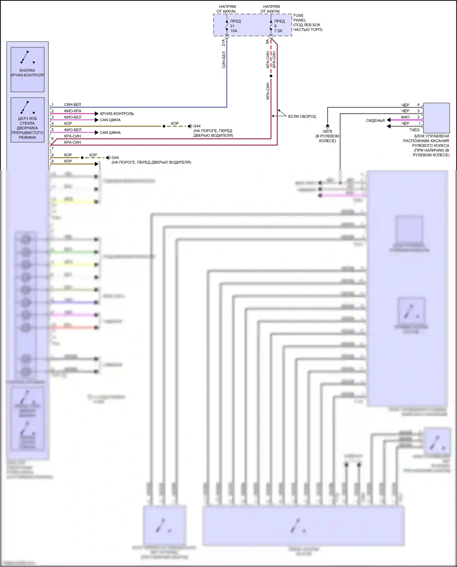 Q3 Audi II (2018-2024): Электросхема блока управления электронными системами рулевой колонки 