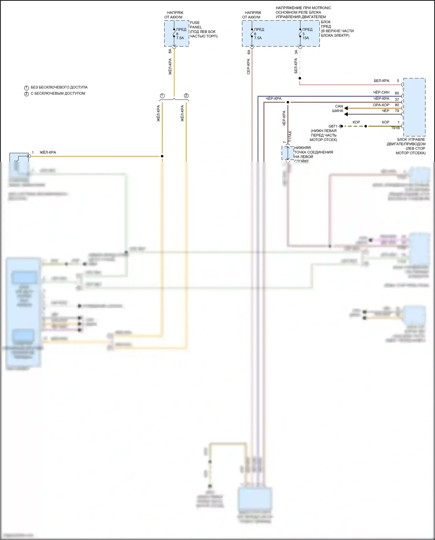 Q3 Audi II (2018-2024): Электросхема блокировки селектора 