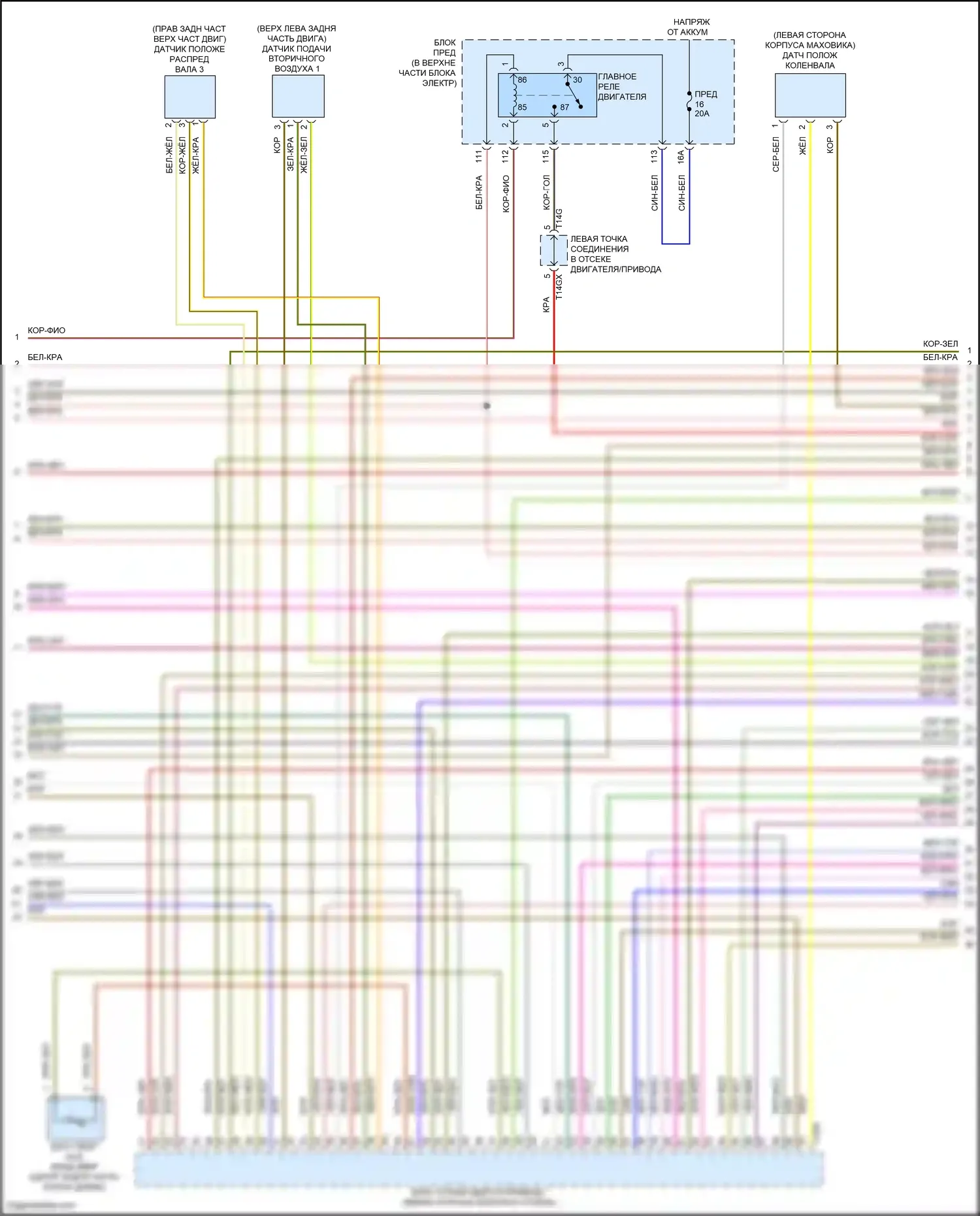 Q3 Audi II (2018-2024): Электросхема двигателя 2.0л турбо (3 из 7) 