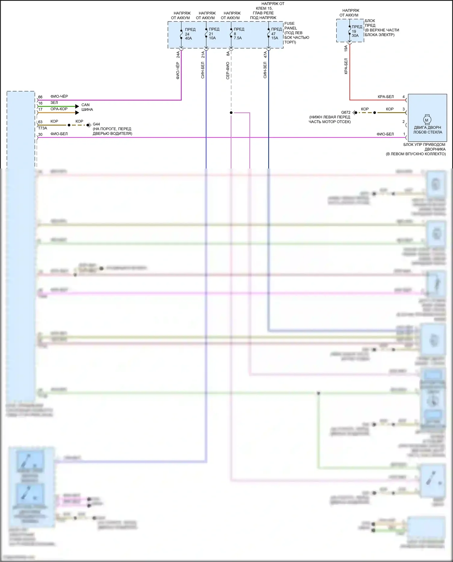 Q3 Audi II (2018-2024): Дворники и омыватели электросхема 