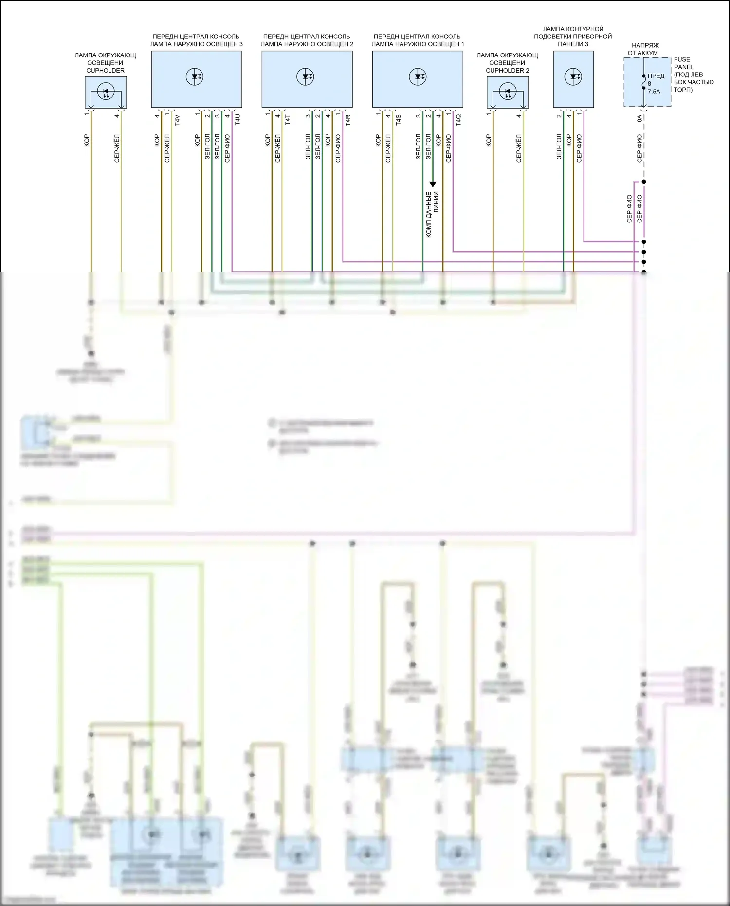 Q3 Audi II (2018-2024): Электросхема освещения салона (2 из 4) 