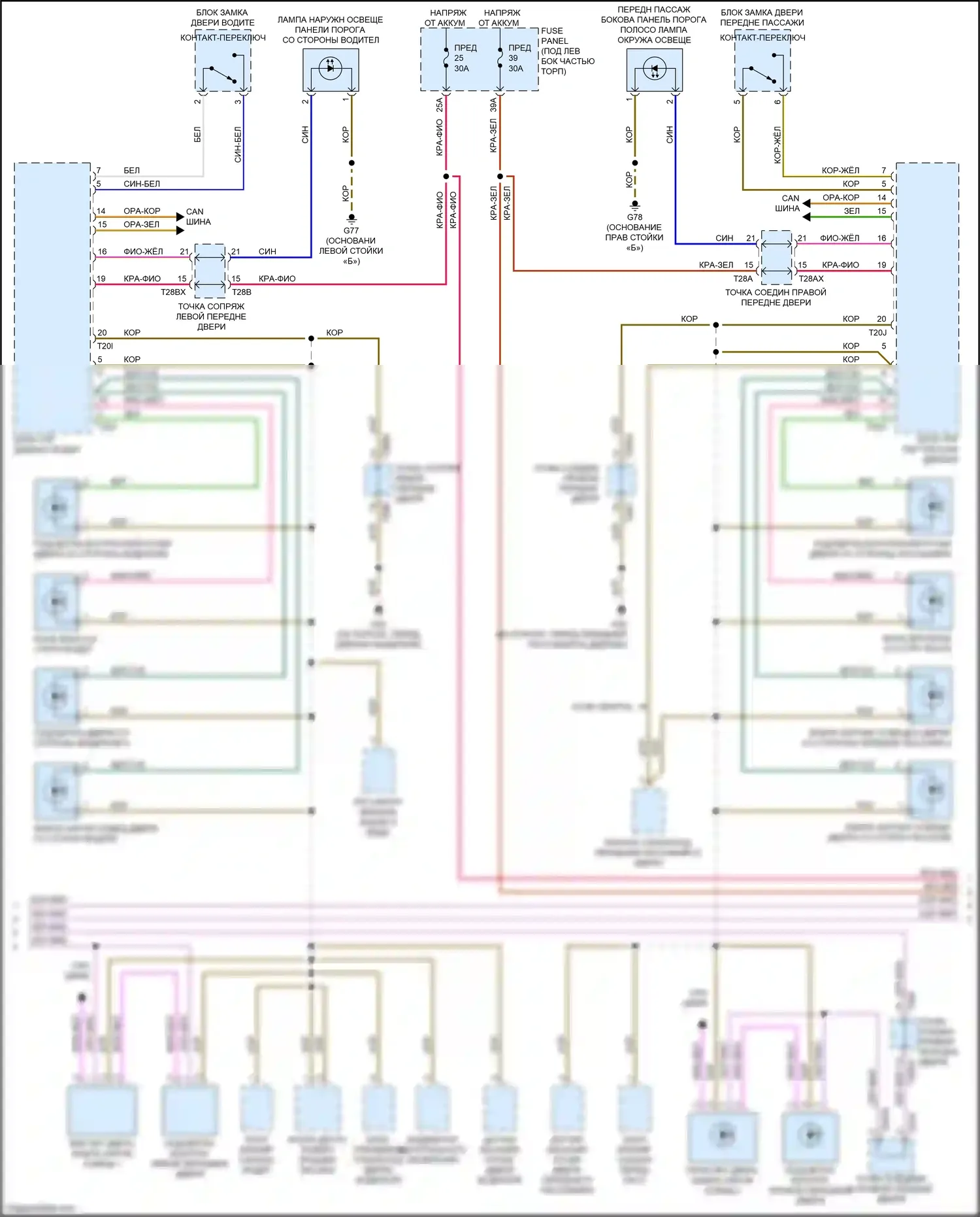 Q3 Audi II (2018-2024): Электросхема освещения салона (3 из 4) 