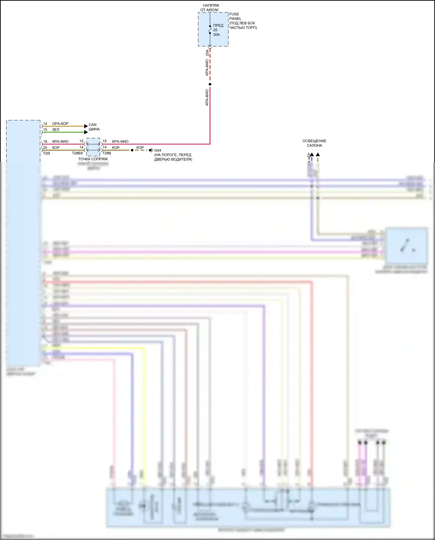 Q3 Audi II (2018-2024): Электросхема памяти зеркал (1 из 2) 