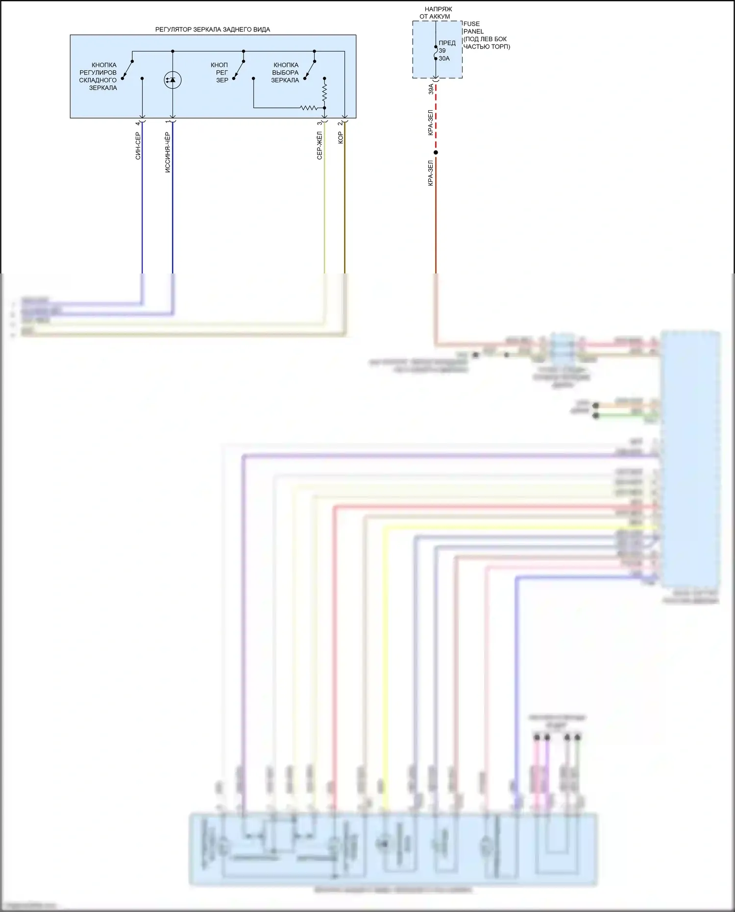Q3 Audi II (2018-2024): Электросхема памяти зеркал (2 из 2) 