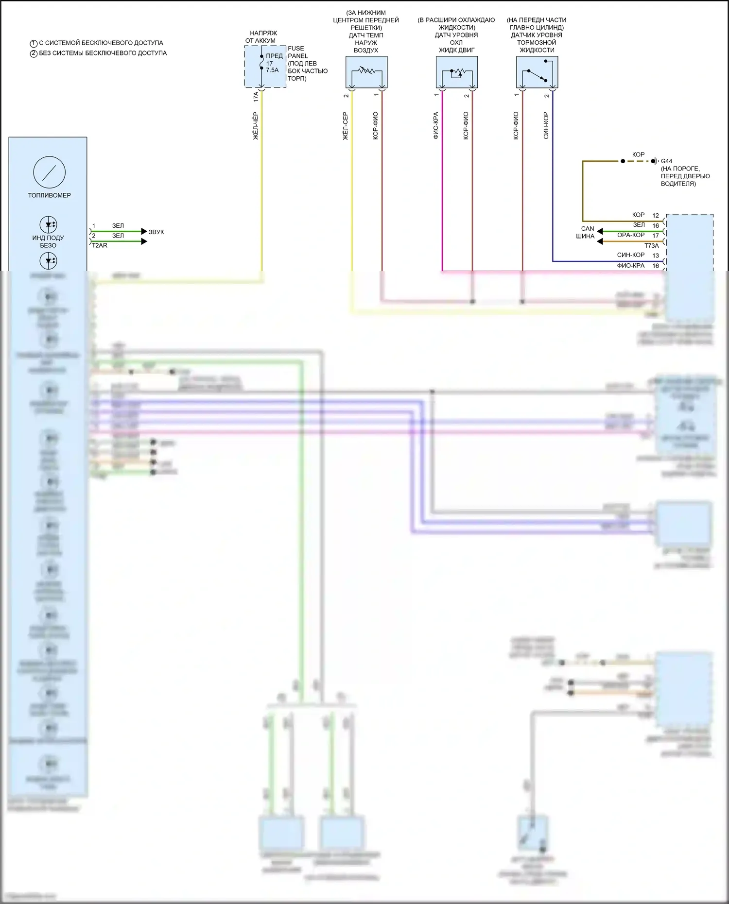 Q3 Audi II (2018-2024): Электросхема приборной панели, без отображения активной информации fpk 