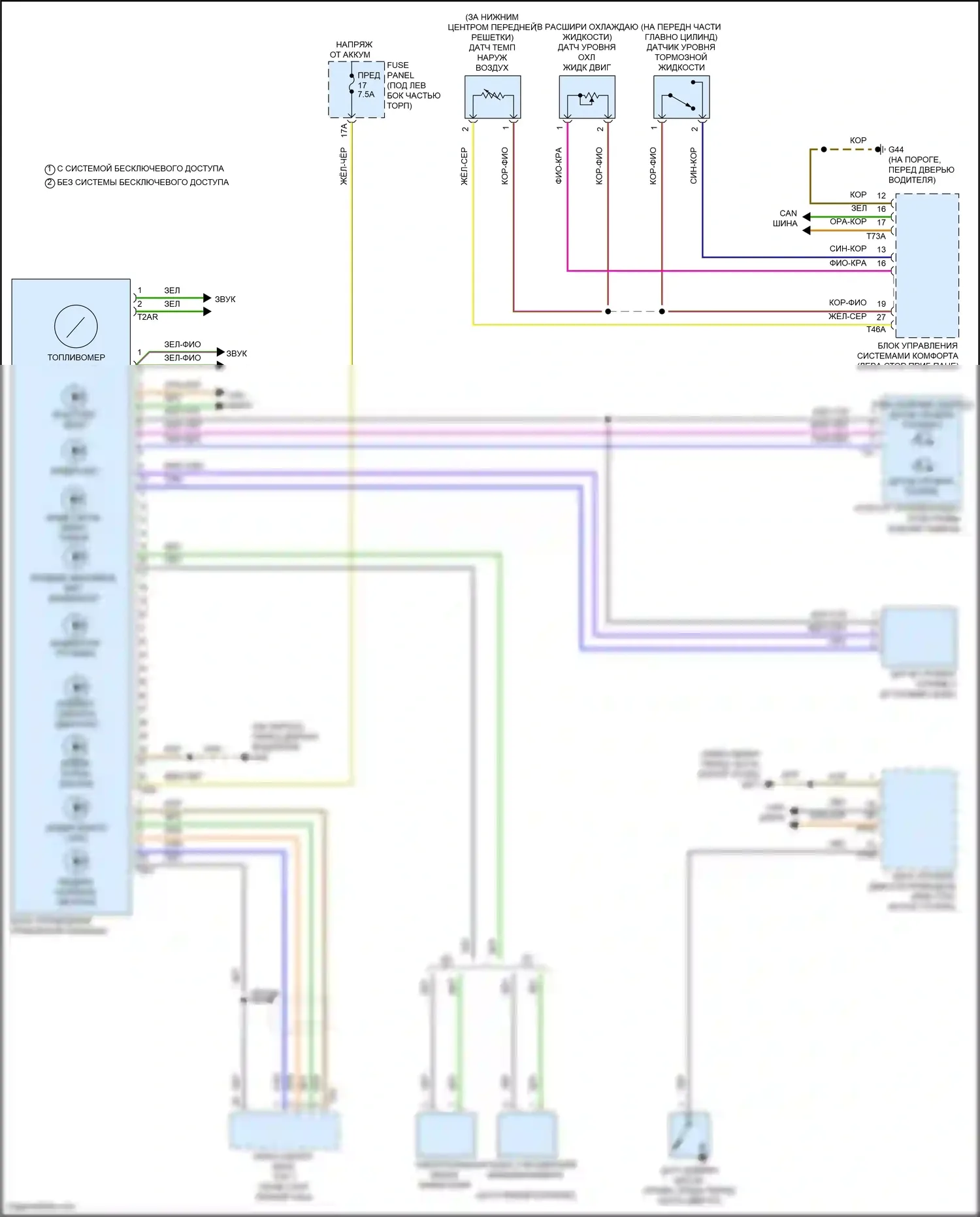 Q3 Audi II (2018-2024): Электросхема приборной панели, с отображением активной информации fpk 