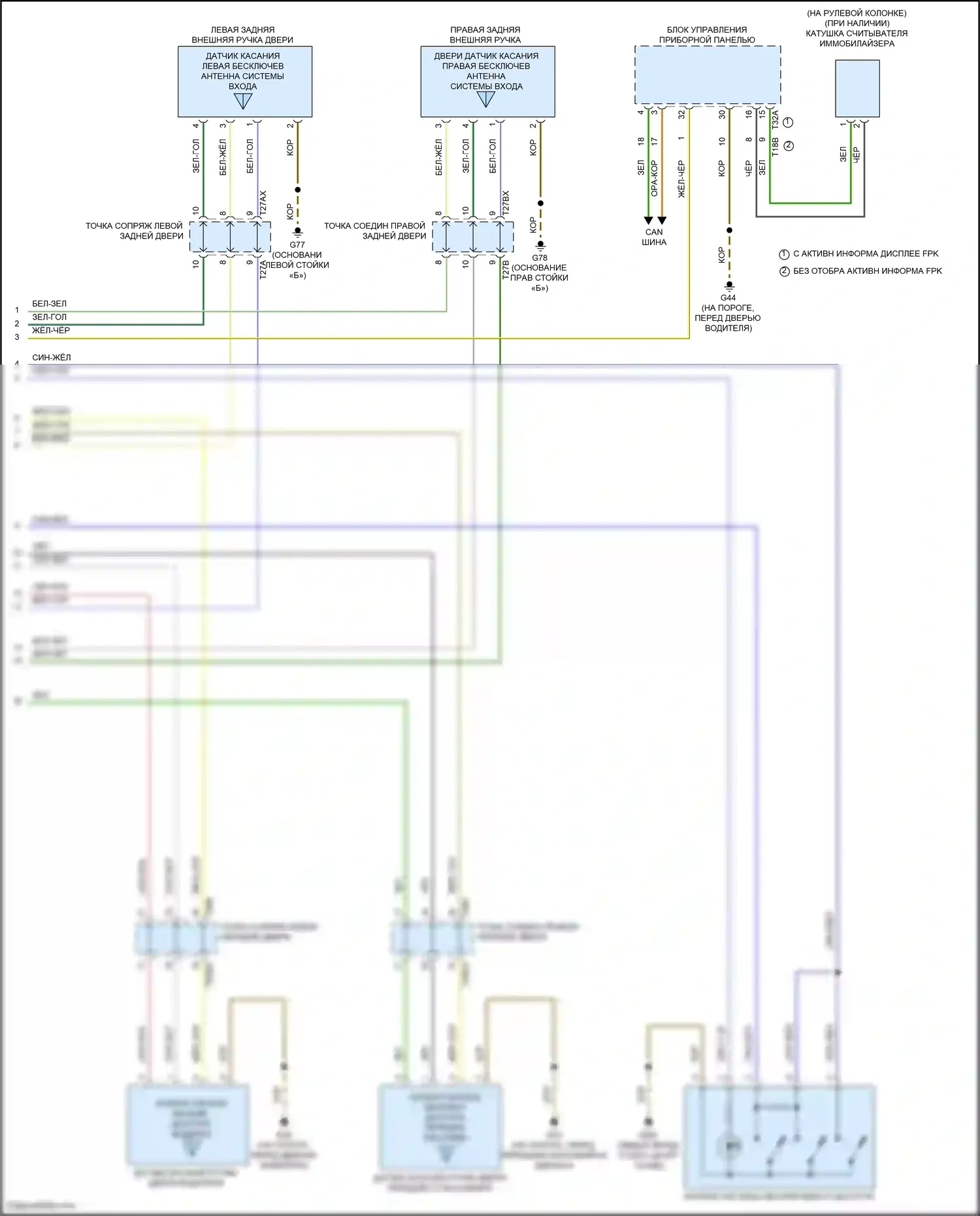 Q3 Audi II (2018-2024): Электросхема системы бесключевого доступа (2 из 2) 