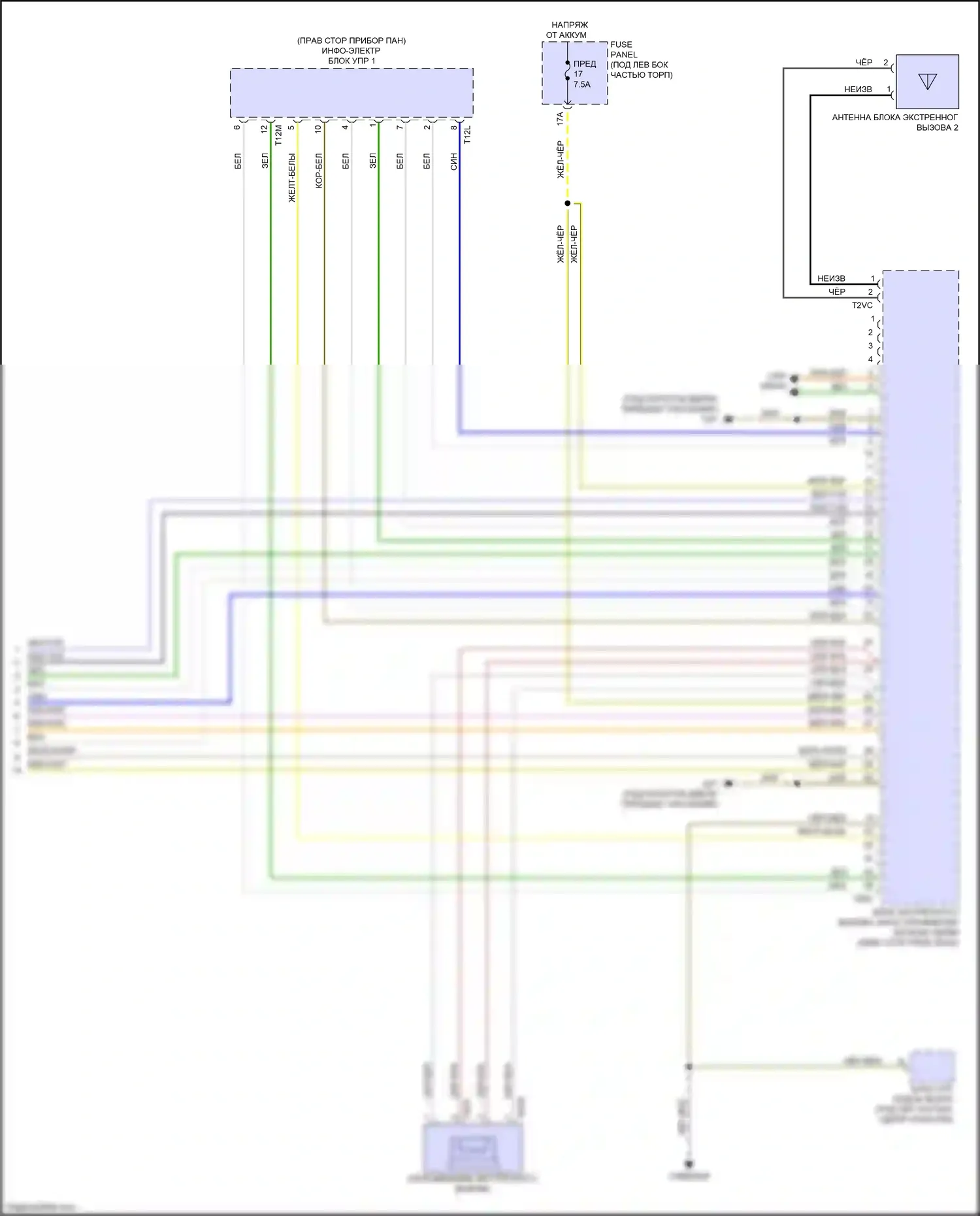 Q3 Audi II (2018-2024): Электросхема экстренного вызова (2 из 2) 
